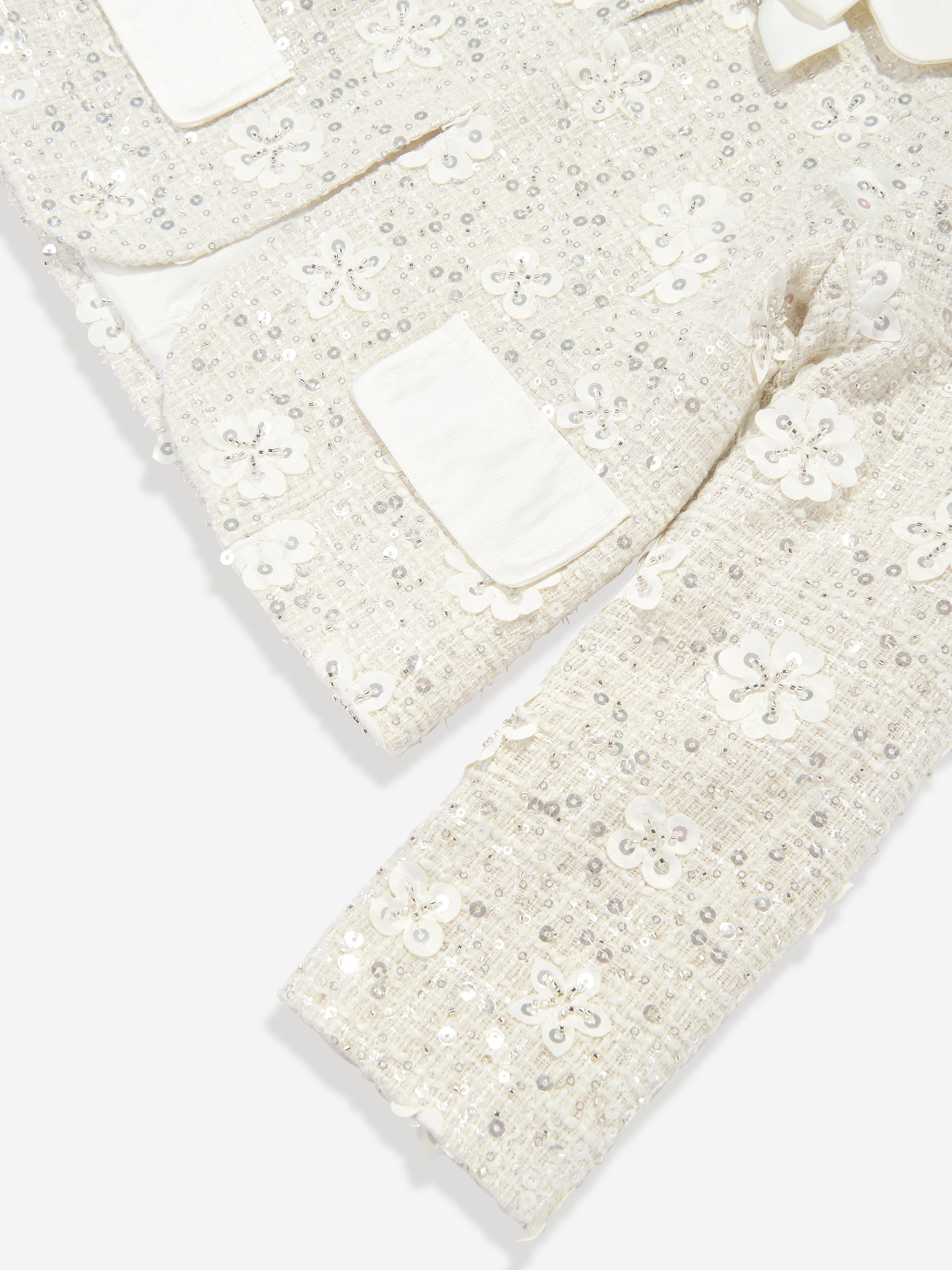 Mama Luma Girls Sequin Embroidered Jacket in White Pay With Visa For Sale
