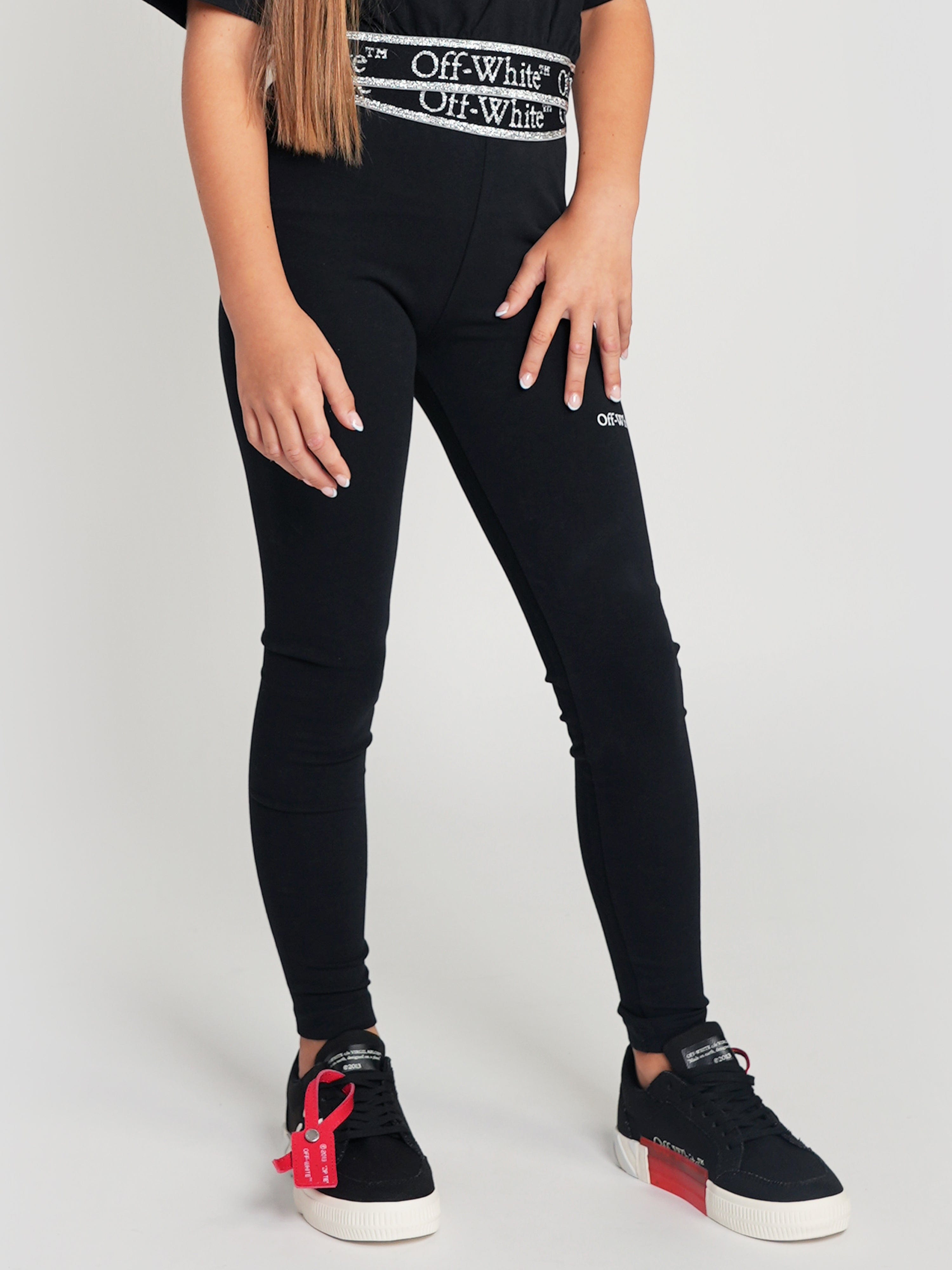 Off-White Girls Bookish Logo Band Leggings in Black Pre Order Online
