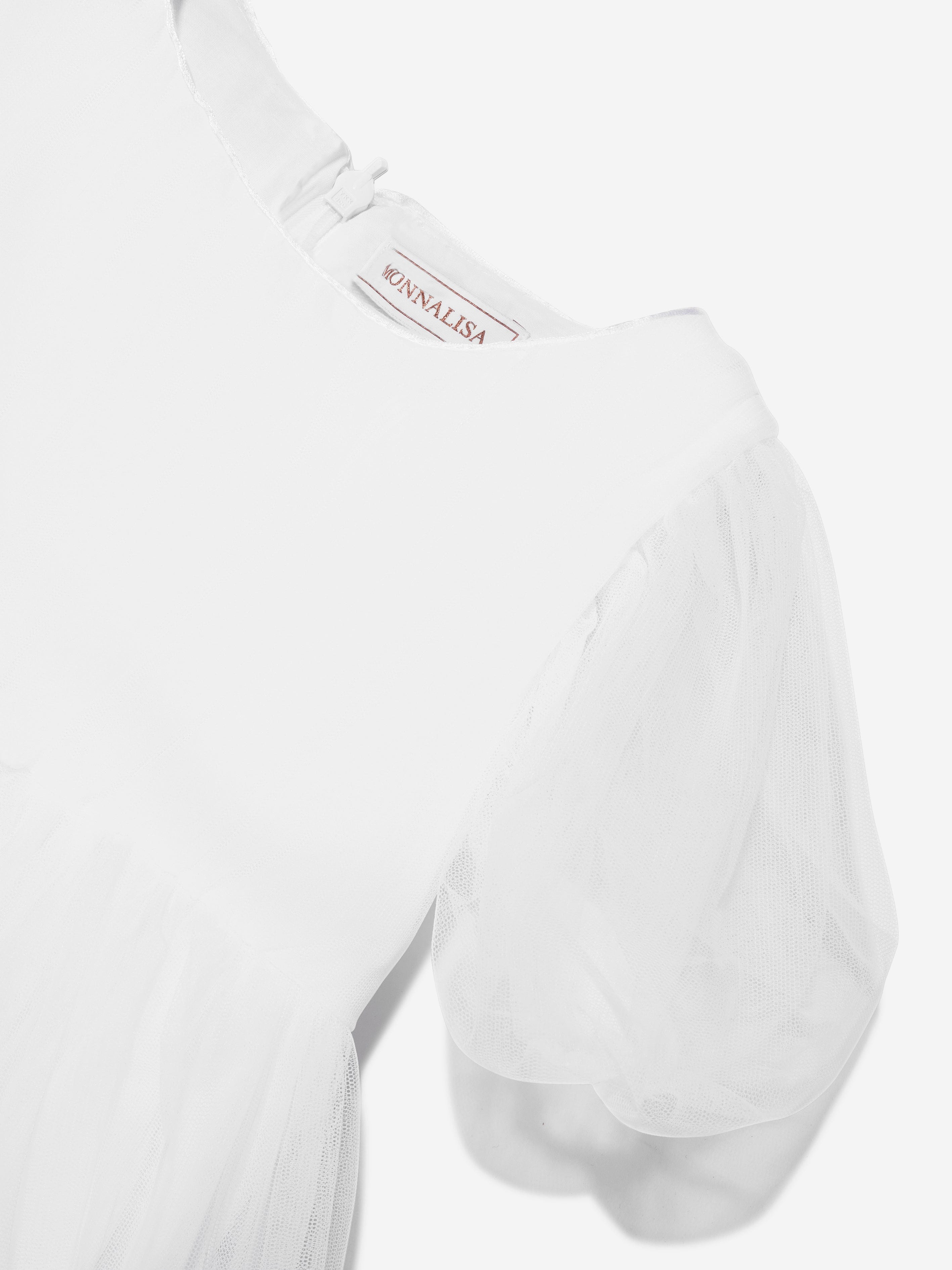 Monnalisa Girls Embroidered Cherry Tulle Dress In White 2025 Unisex Online