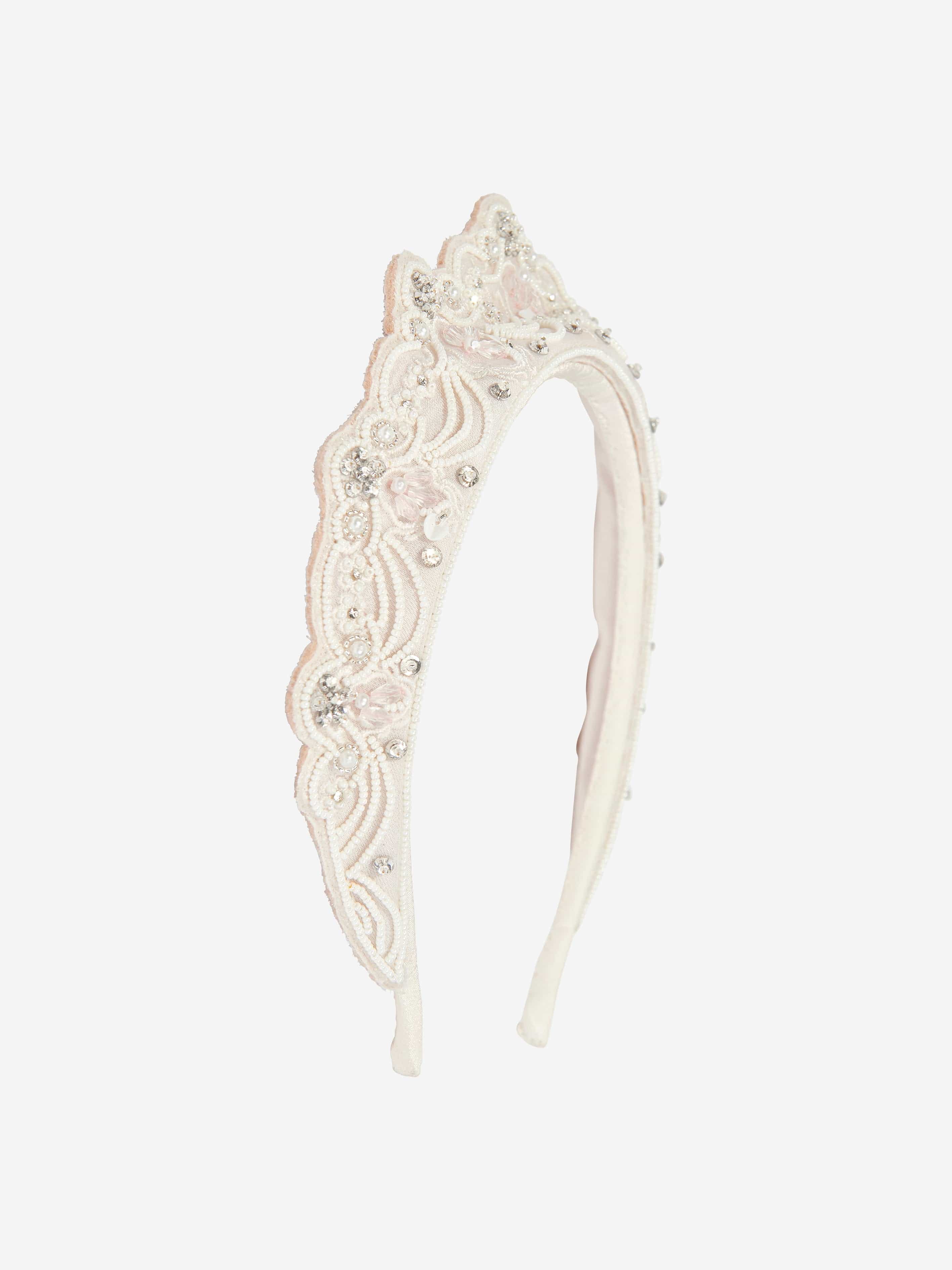 Maison Ava Girls Princess Headband in Ivory Discount Pay With Paypal
