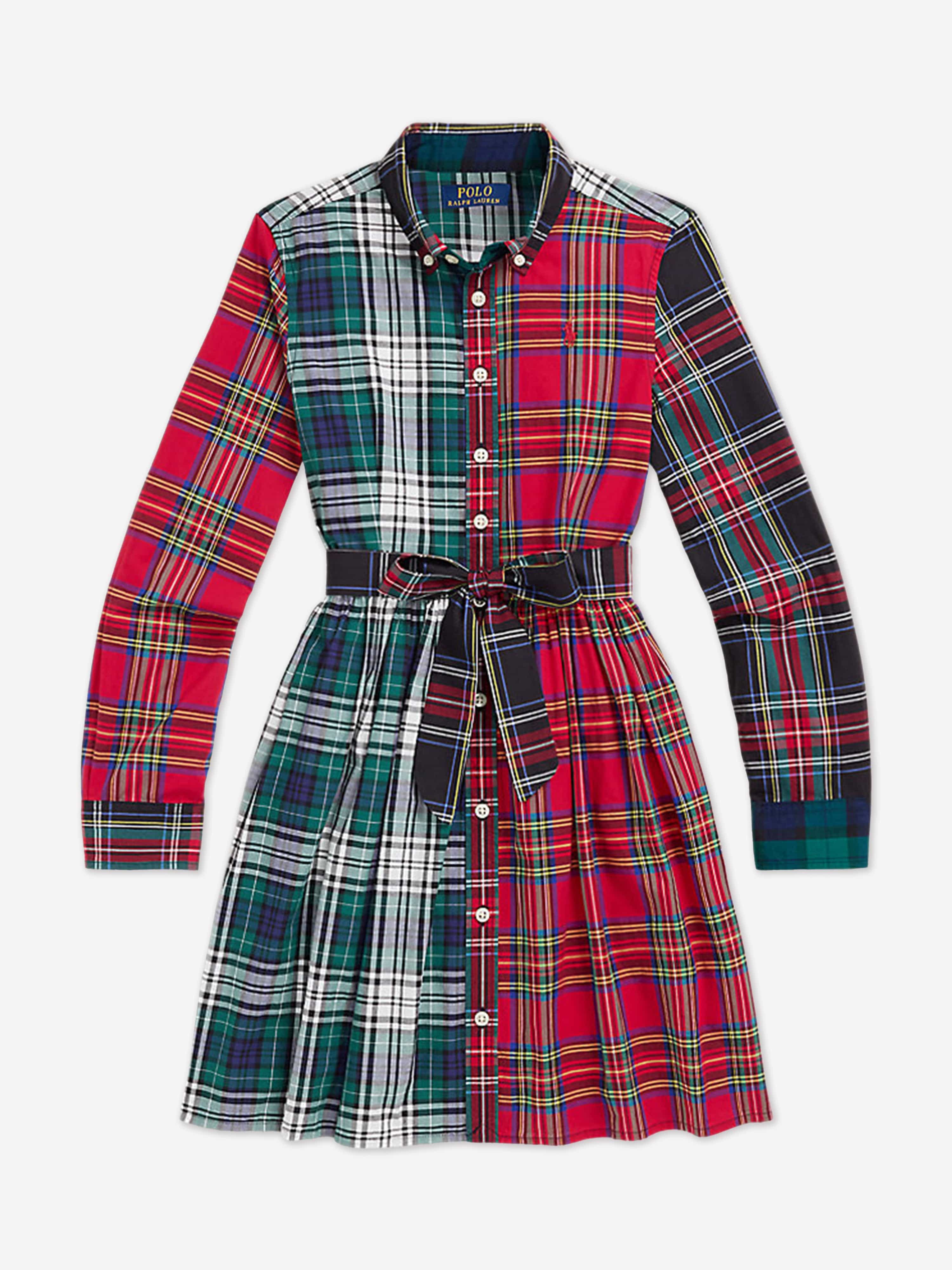 Ralph Lauren Girls Plaid Shirt Dress in Multicolour Cheap Sale Newest