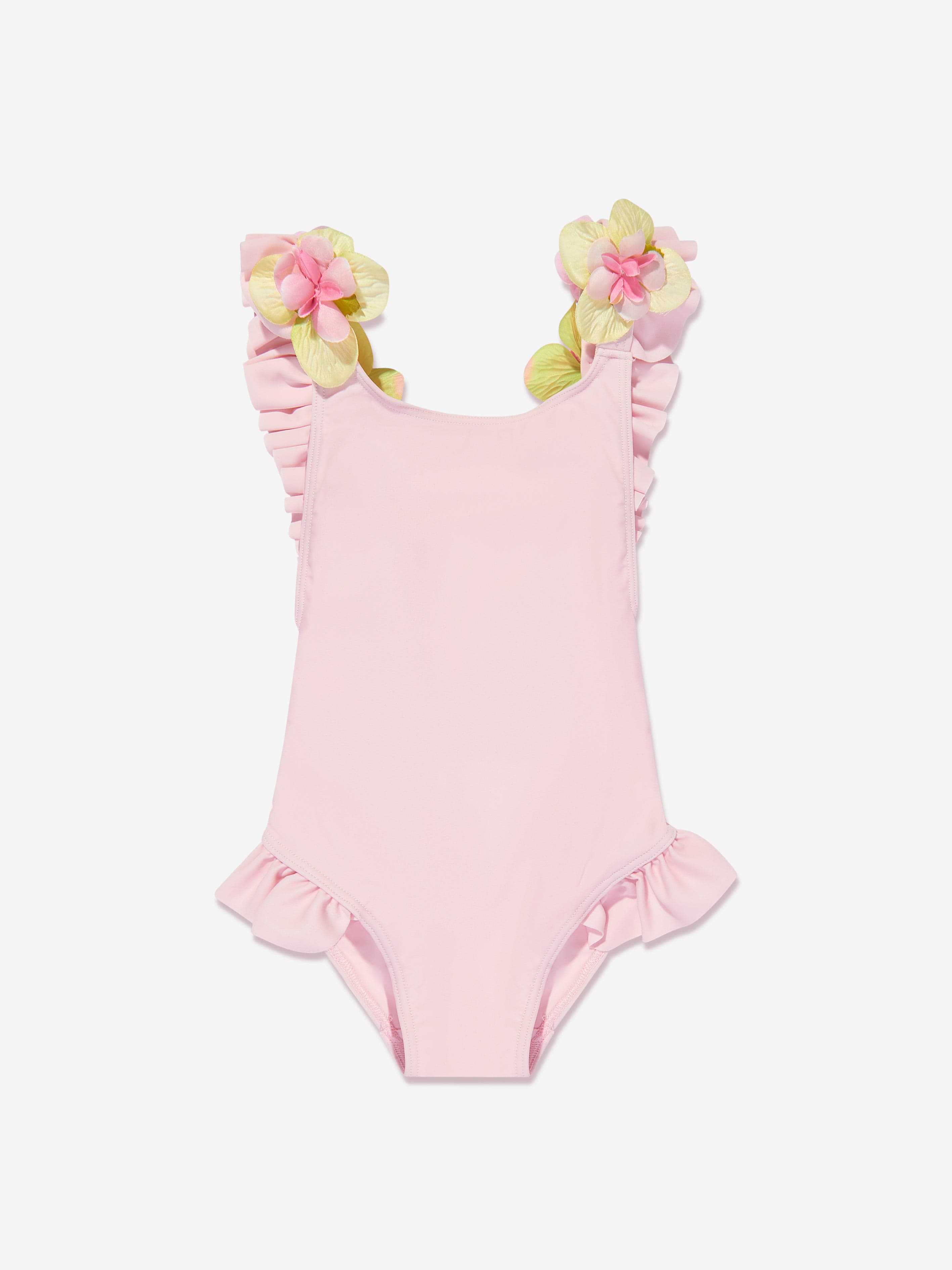 Selini Action Girls Flower Strap Swimsuit in Pink Manchester For Sale