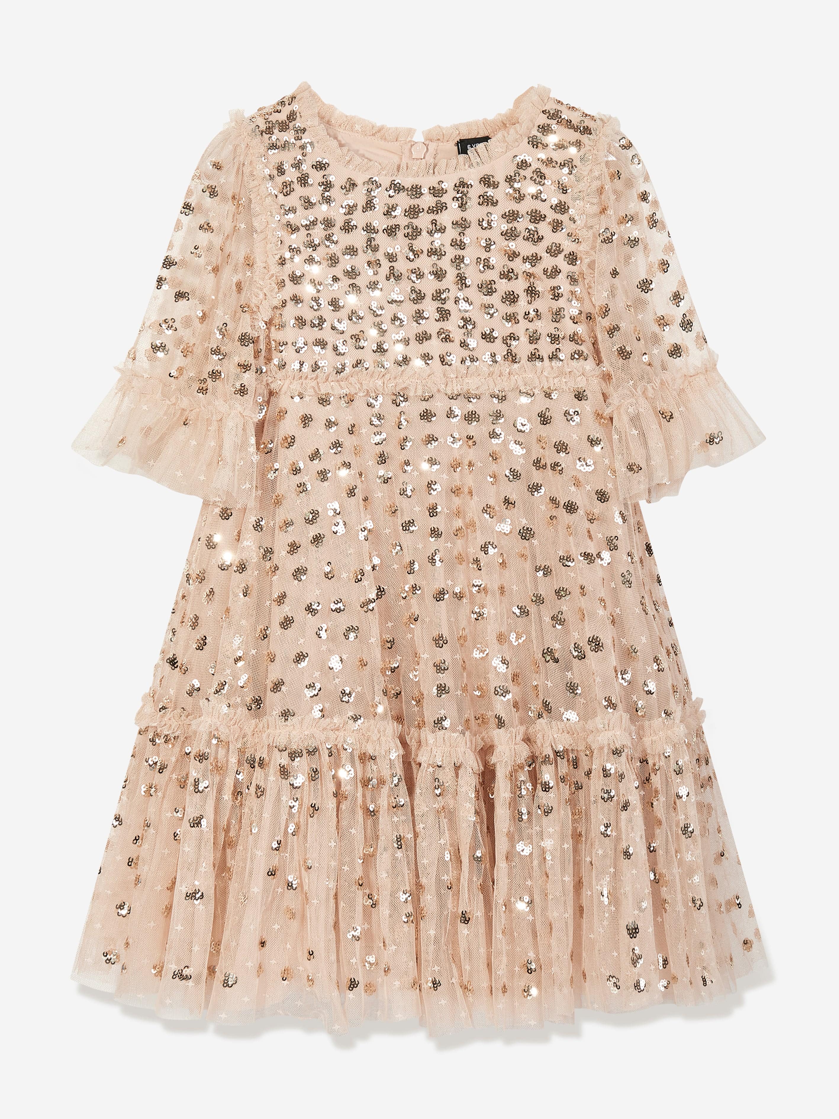 Needle & Thread Girls Raindrop Sequin Dress in Gold Collections Online