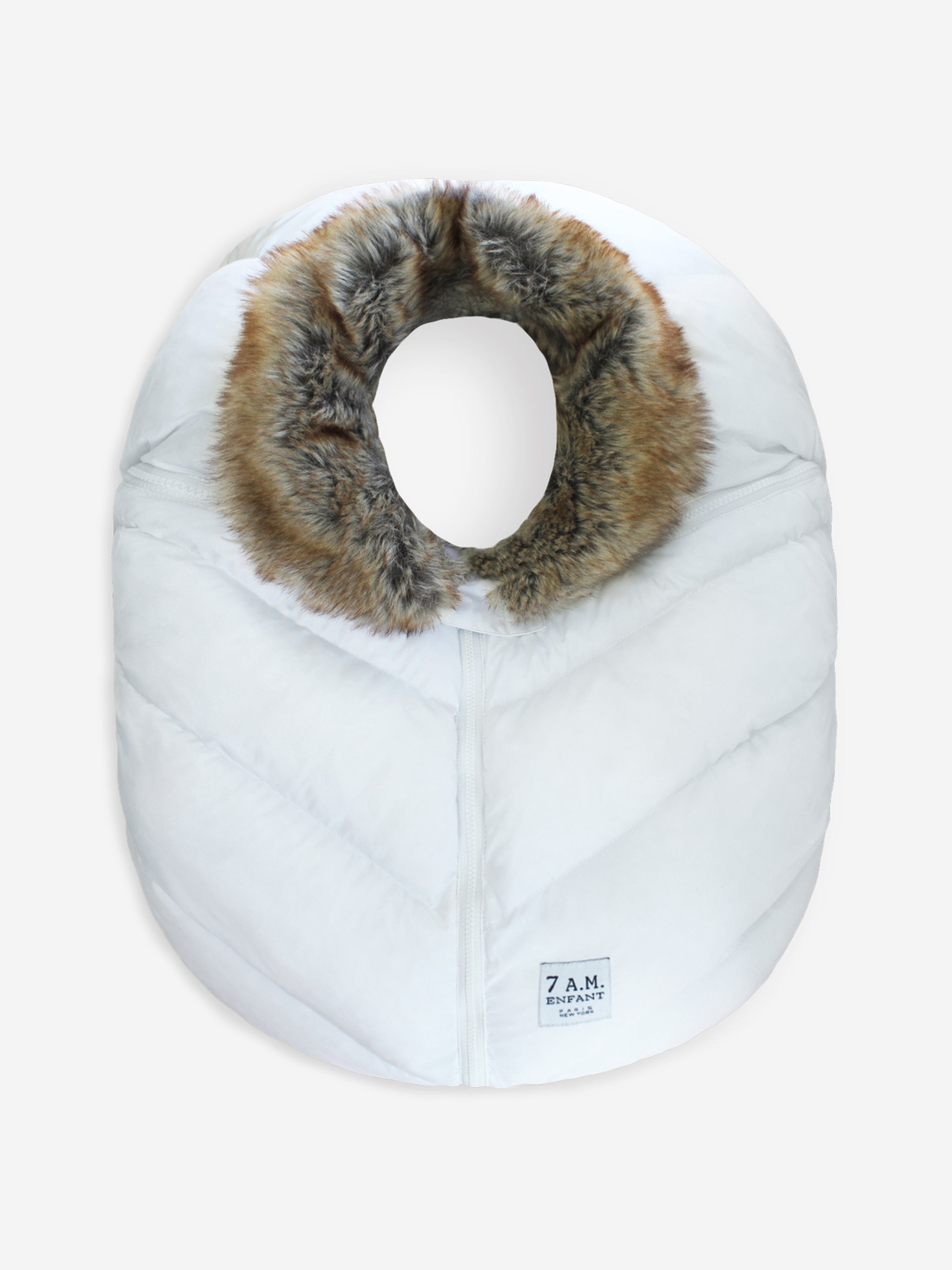 7AM Enfant Baby Car Seat Cocoon Faux Fur-Tundra in White Clearance Fashionable
