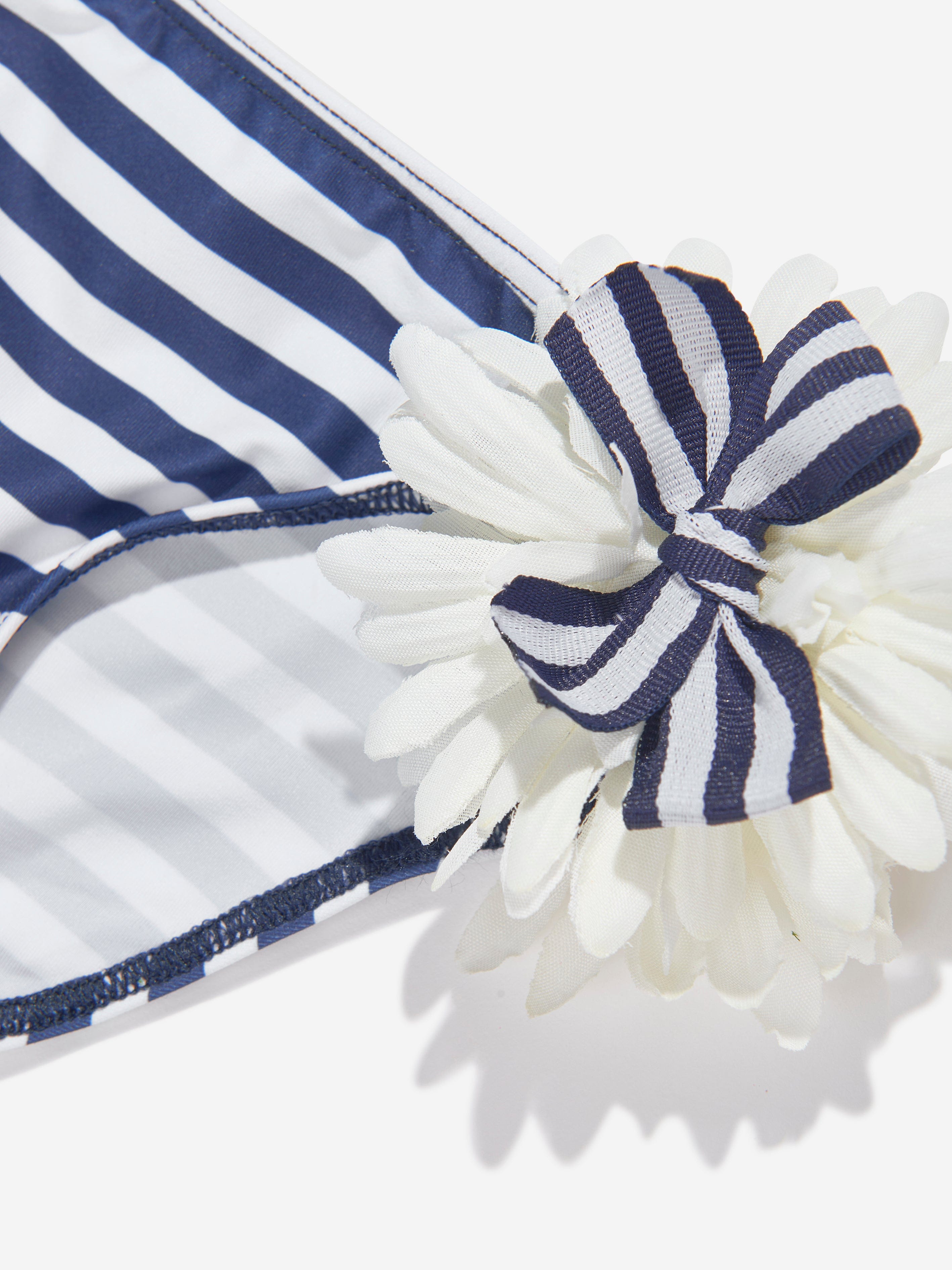 Selini Action Girls Striped Flower Bikini in Blue For Sale For Sale