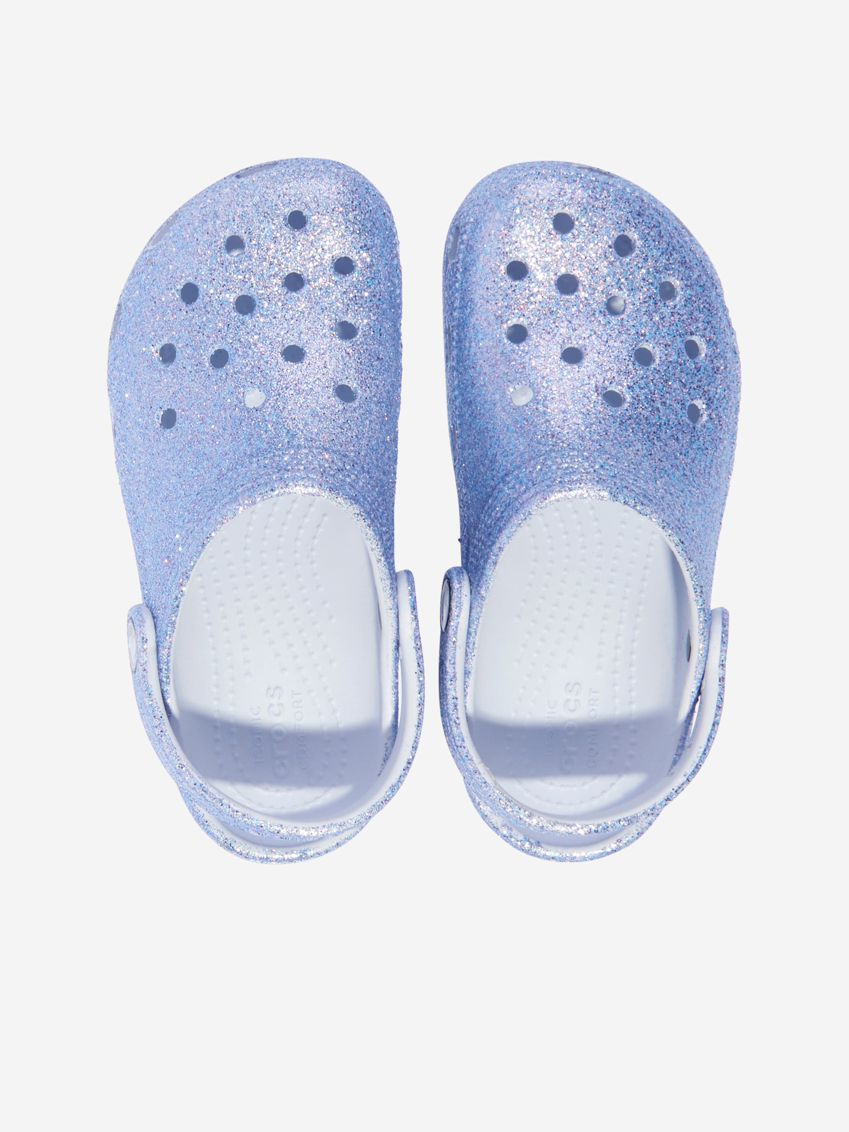 Crocs Girls Classic Glitter Clog in Blue Cheap Pick A Best
