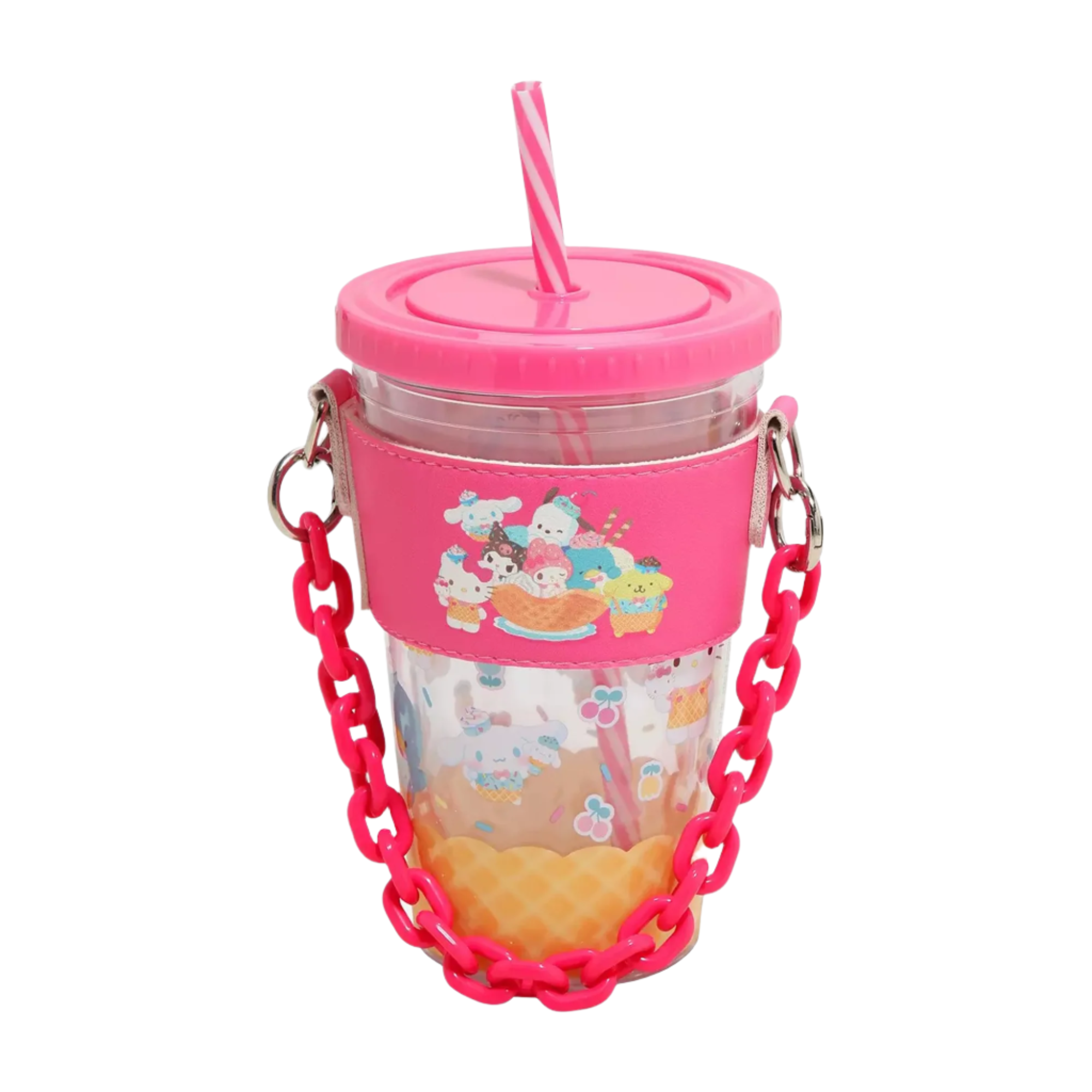 Hello Kitty and Friends Acrylic Travel Tumbler With Chain Holder For Sale