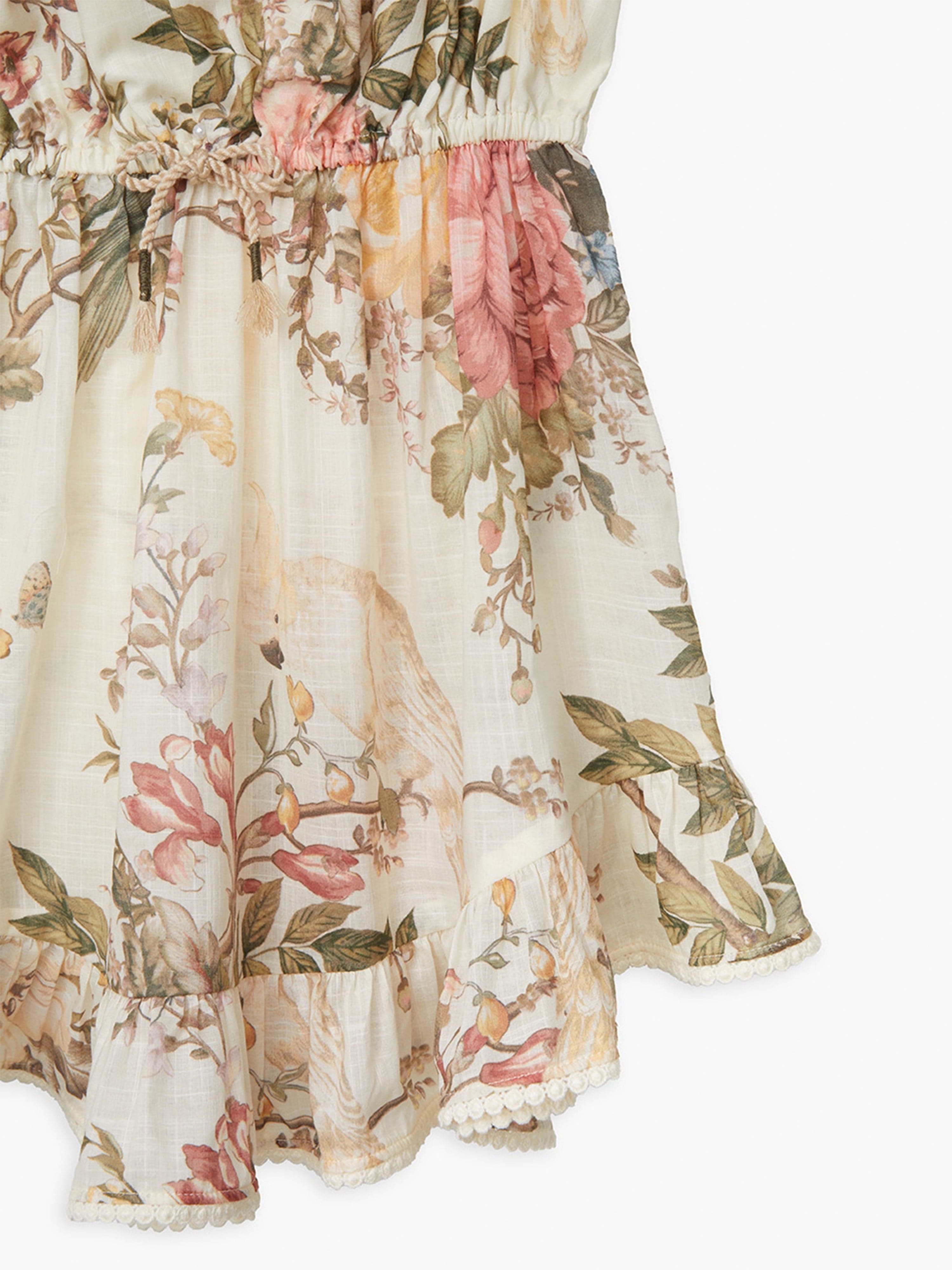 Zimmermann Girls Floral Waverly Flip Dress in Cream Buy Cheap Manchester