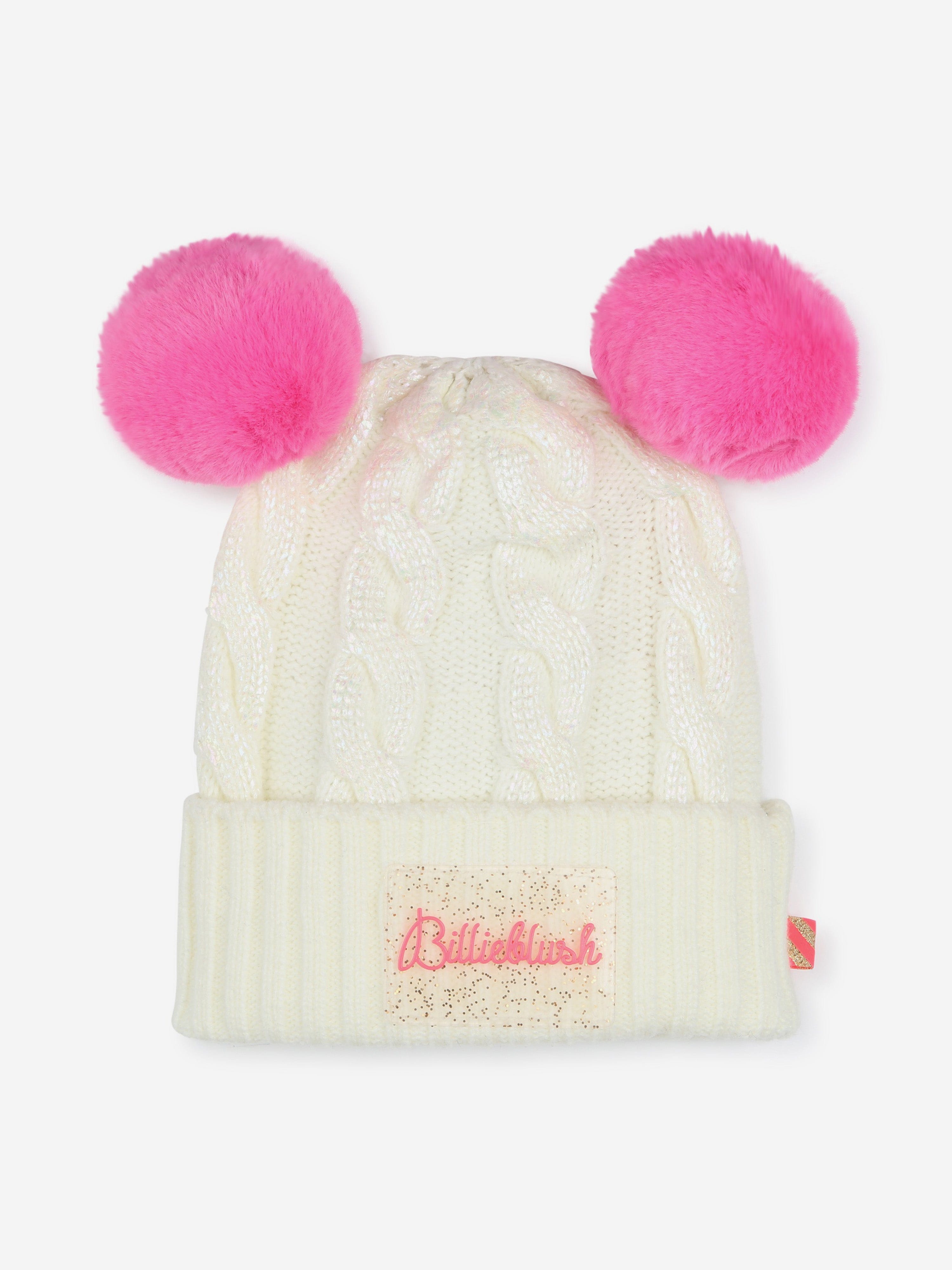 Billieblush Girls Double Pom Pom Beanie Hat in Ivory Cheap Websites