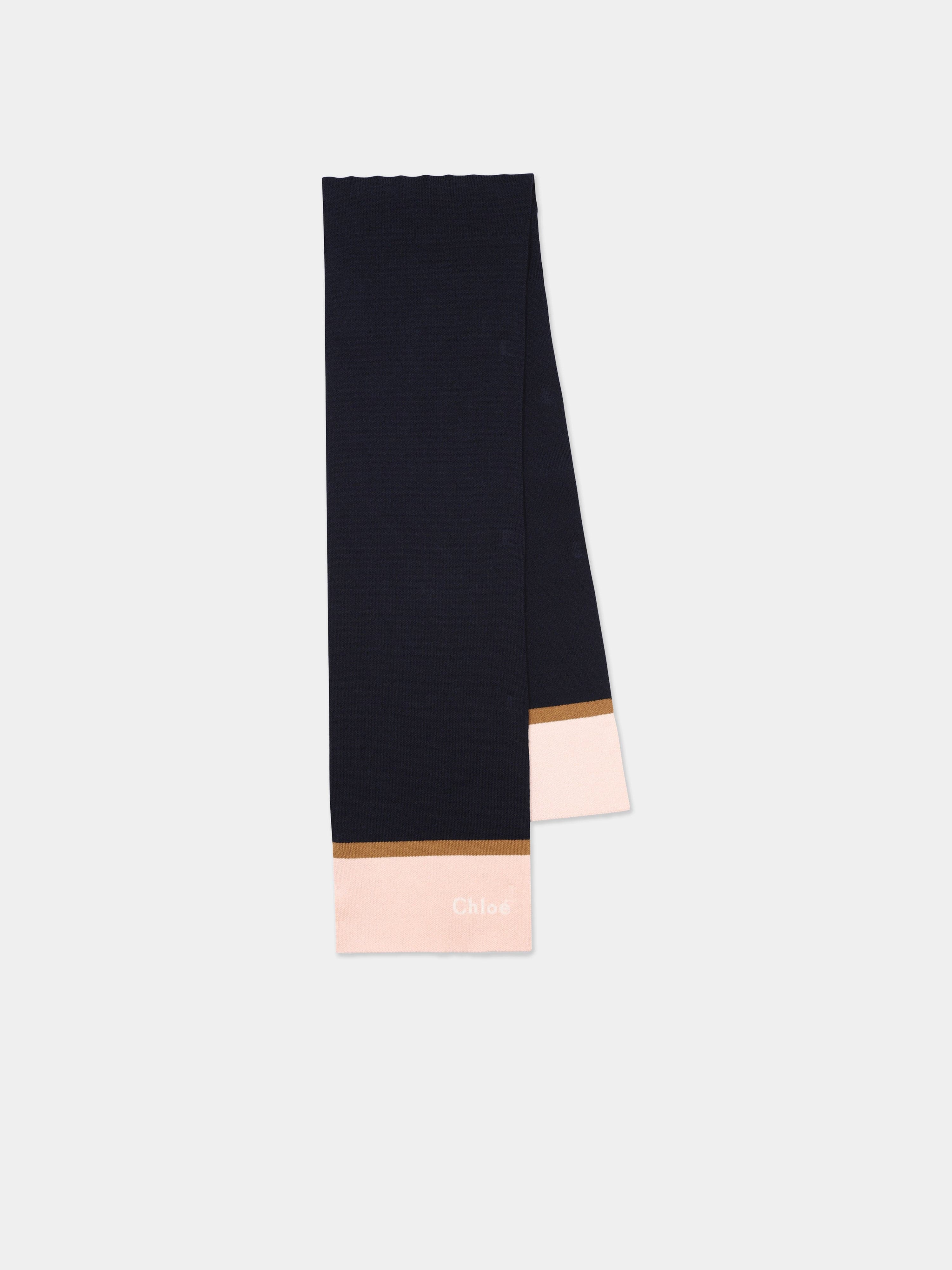 Chlo¨¦ Girls Knitted Logo Scarf in Navy Discount 2025 New