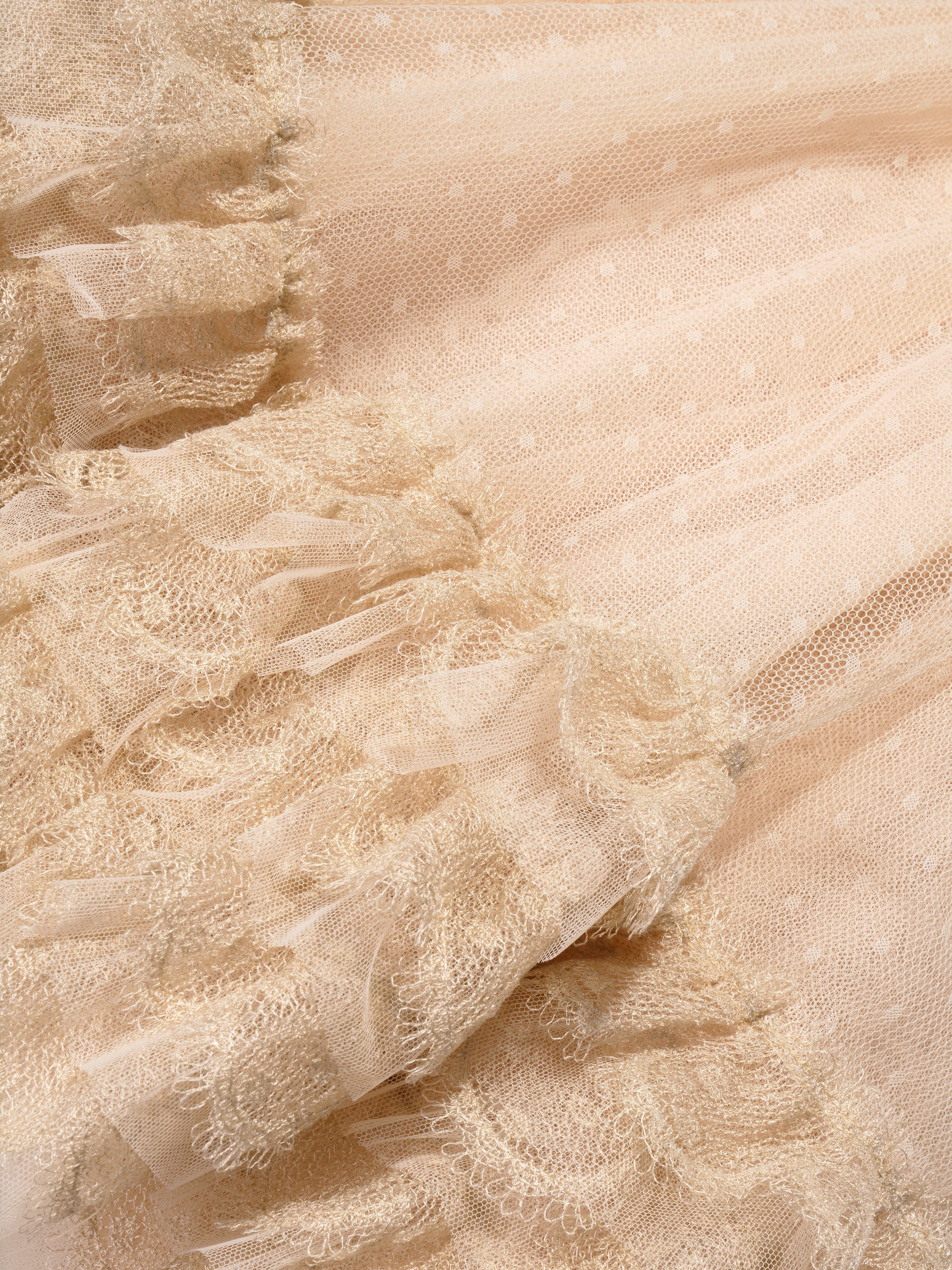 Marchesa Girls Trimmed Plumetis Tulle Gown in Cream Free Shipping View