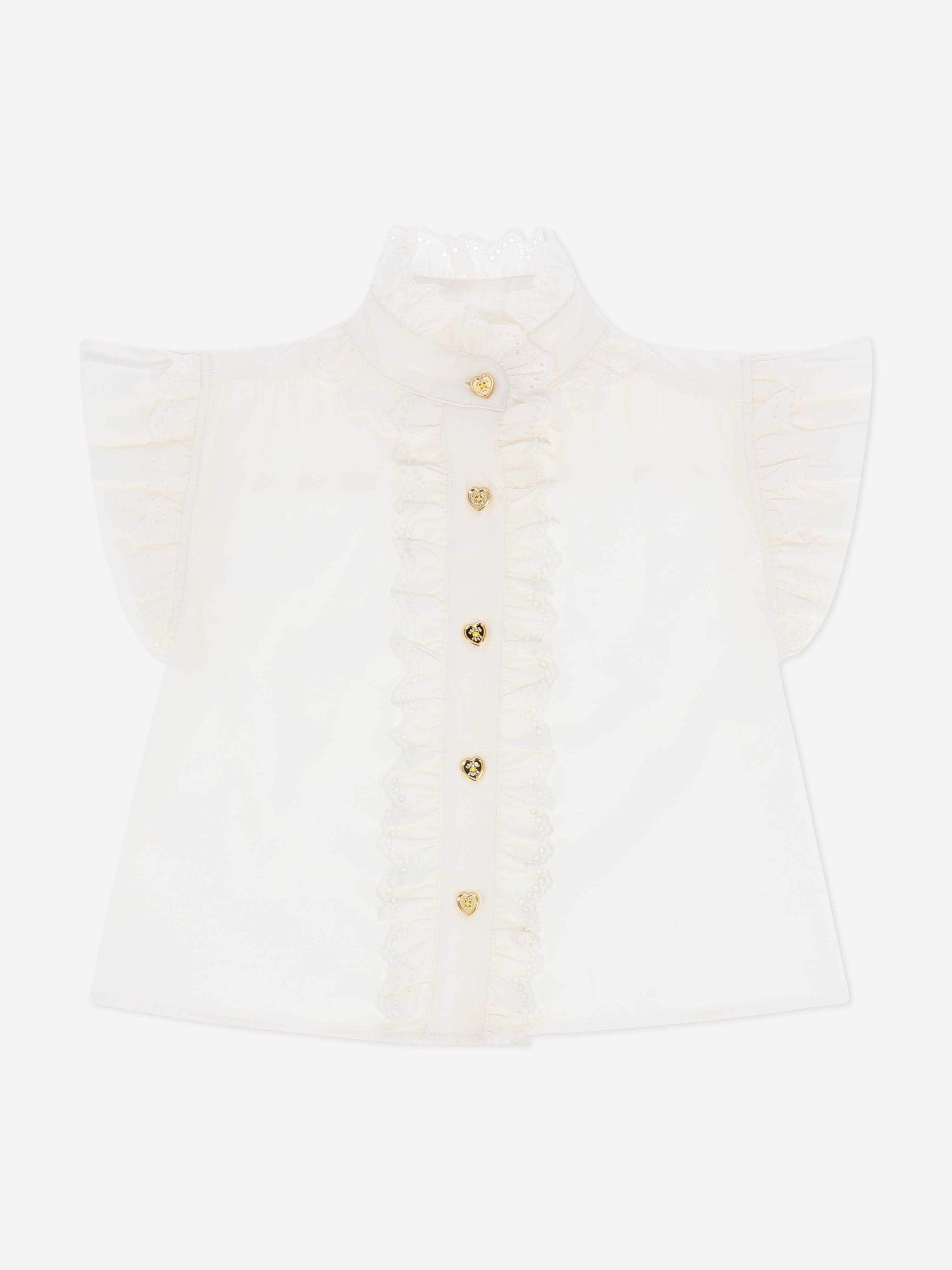 Angels Face Girls Neo Frill Blouse in White Clearance Marketable