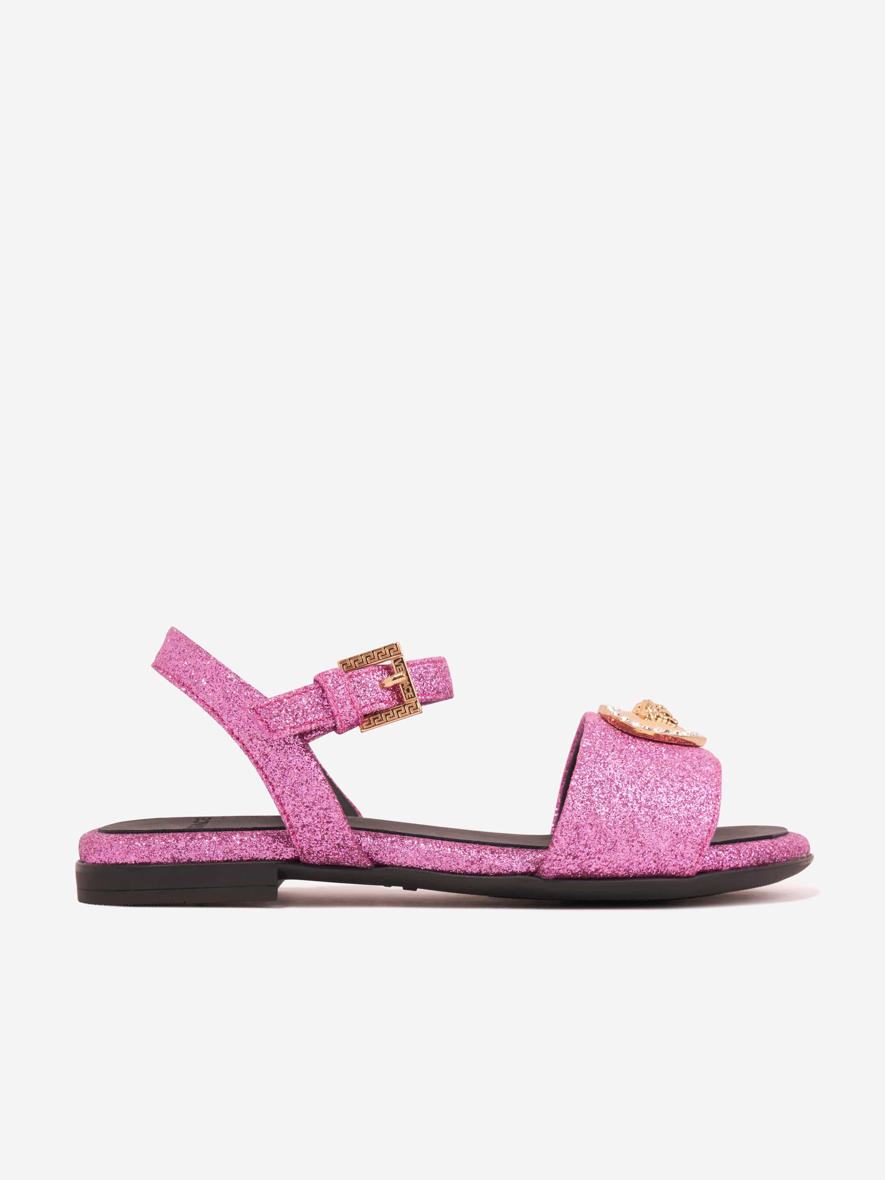 Versace Girls Medusa Heart Sandals in Pink For Sale Free Shipping