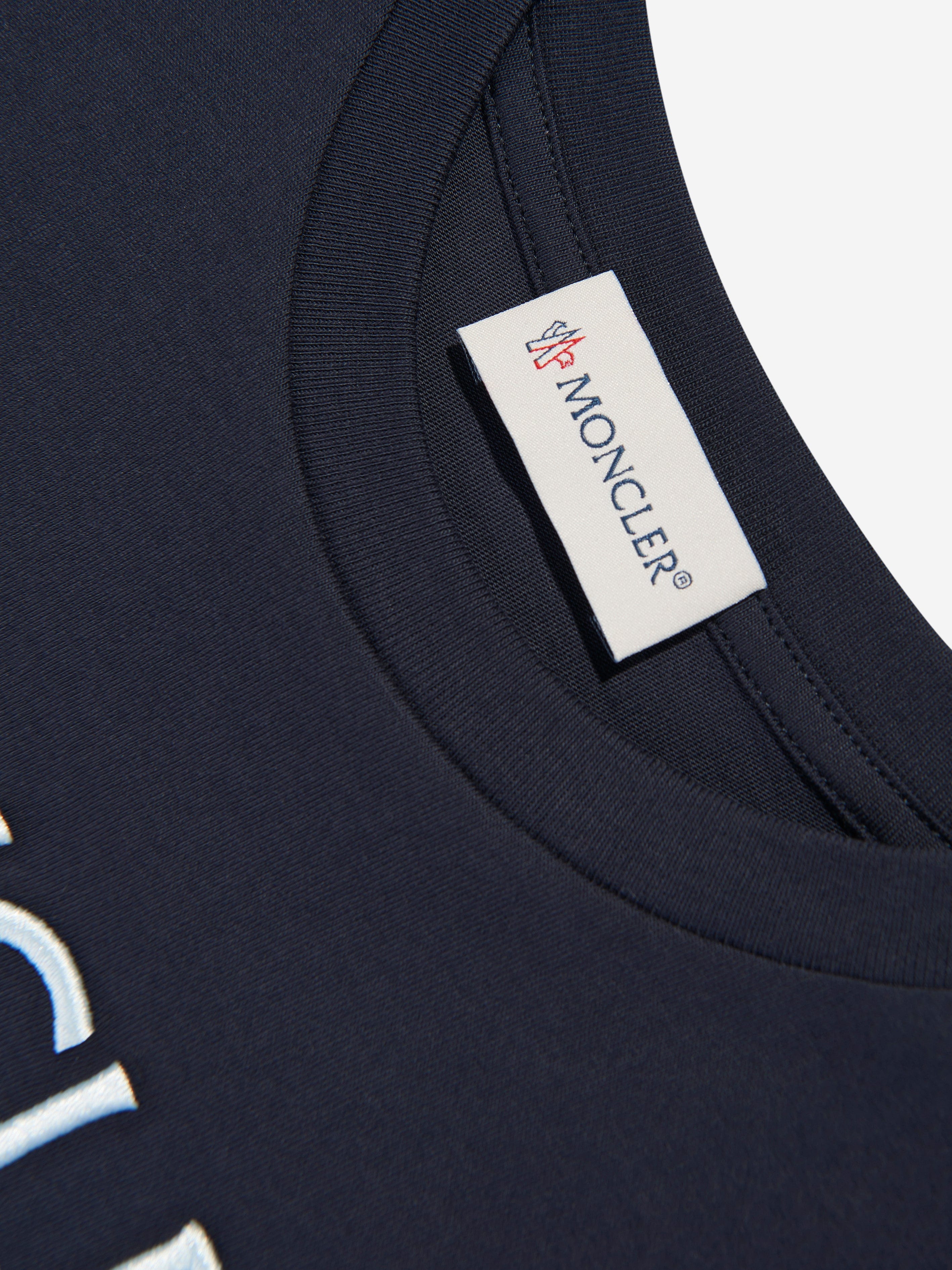 Moncler Enfant Girls Logo T-Shirt in Navy Free Shipping Perfect