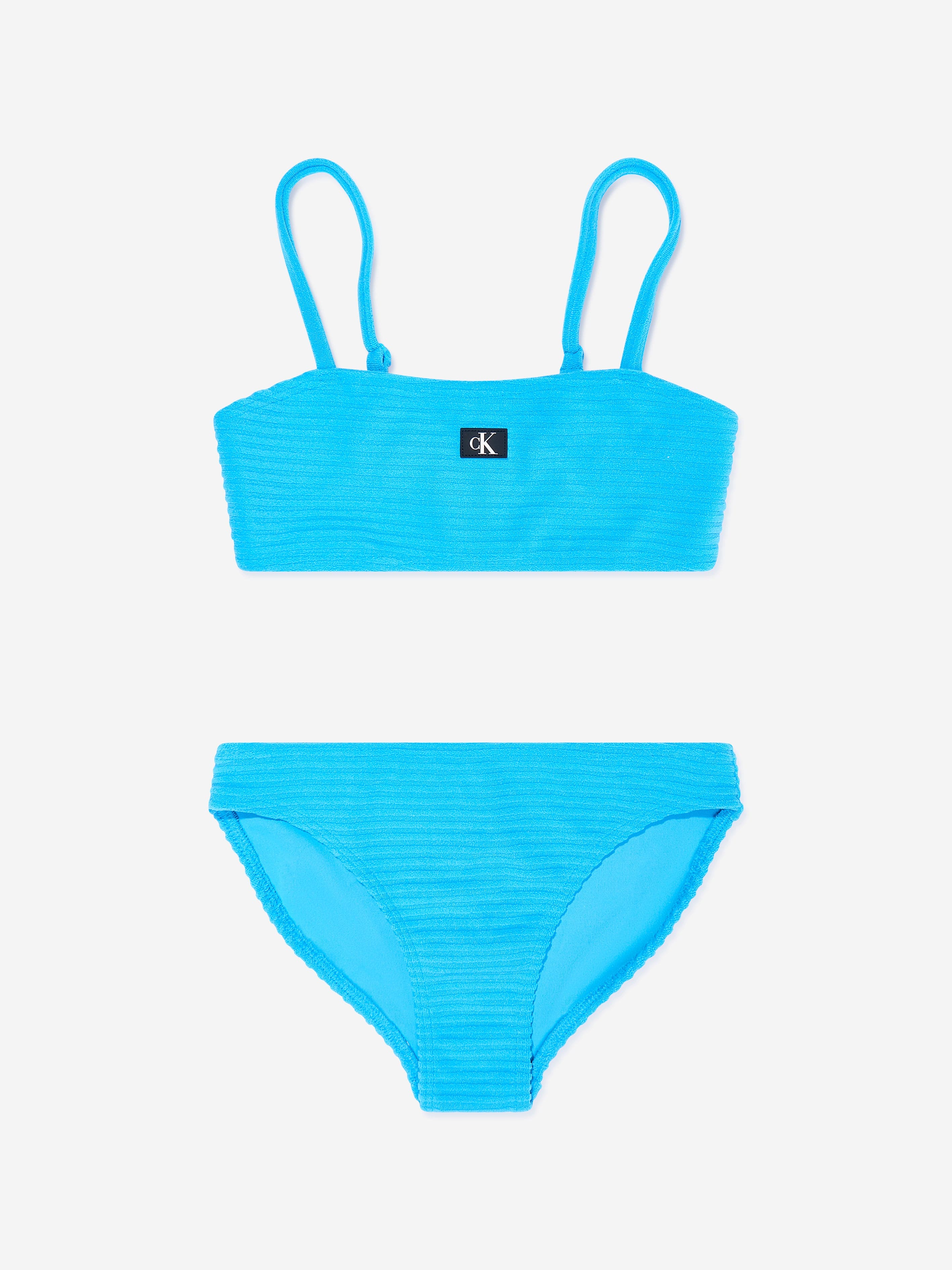 Calvin Klein Girls Bralette Bikini Set in Blue Authentic Online