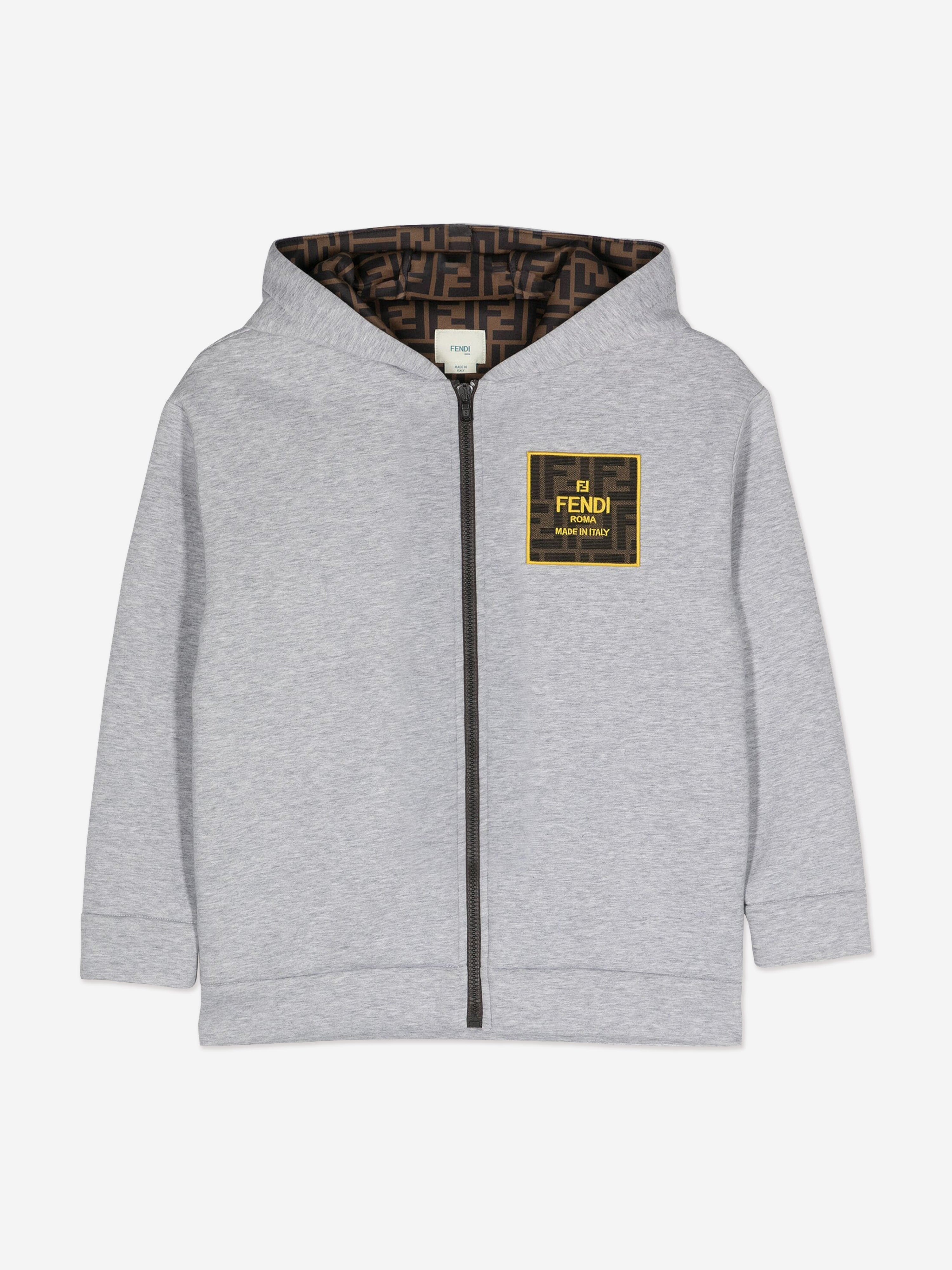 Fendi Kids FF Logo Zip Up Top in Grey Clearance Outlet