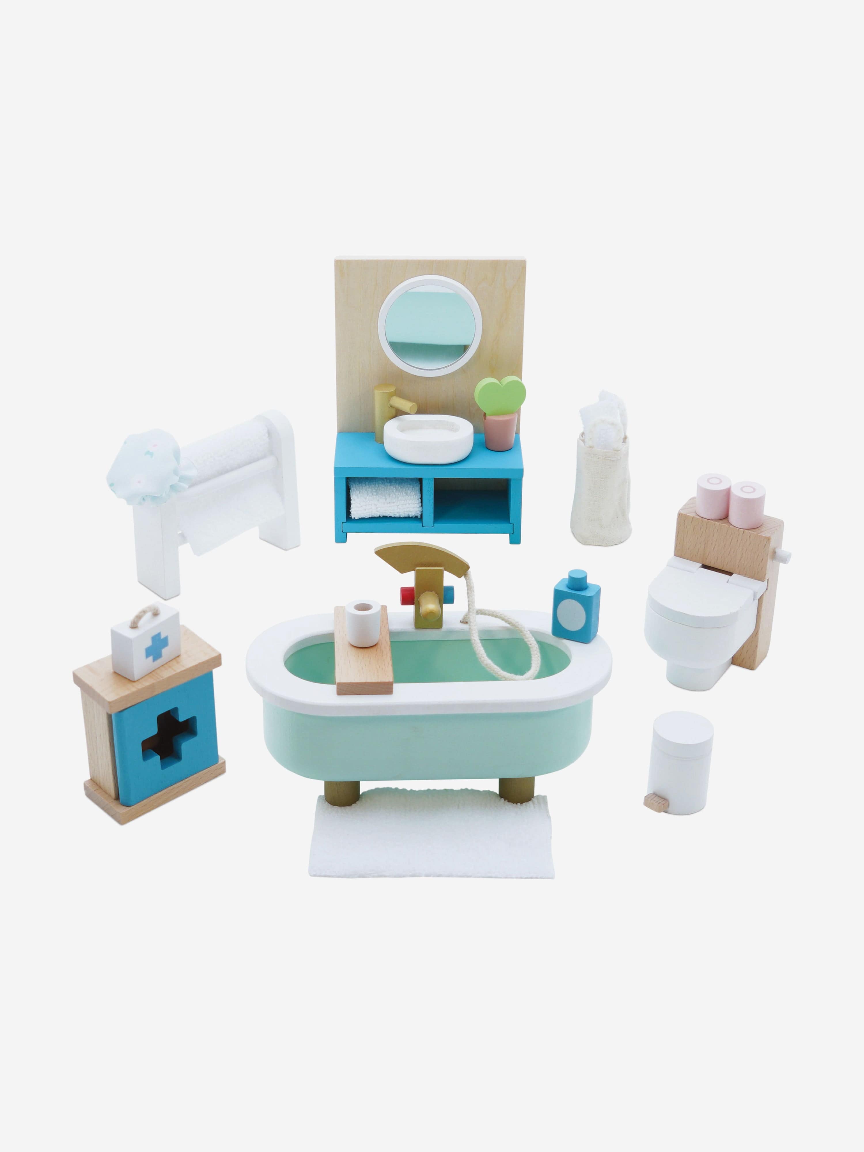 Le Toy Van Wooden Dolls House Bathroom Furniture-19 Piece (10.5cm x 5.8cm x 14.8cm) Low Cost Sale Online