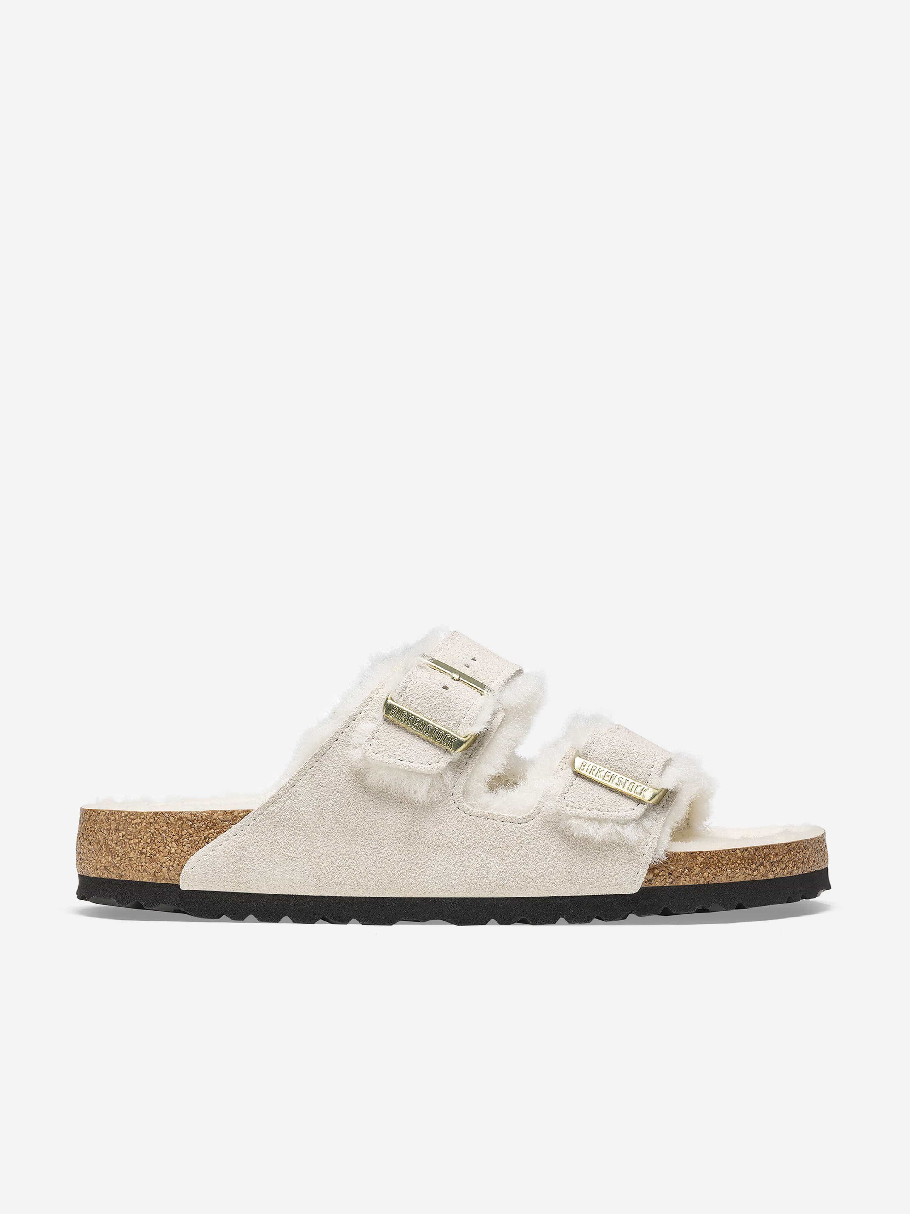 BIRKENSTOCK Kids Arizona Shearling Suede Sandals in White Clearance Order