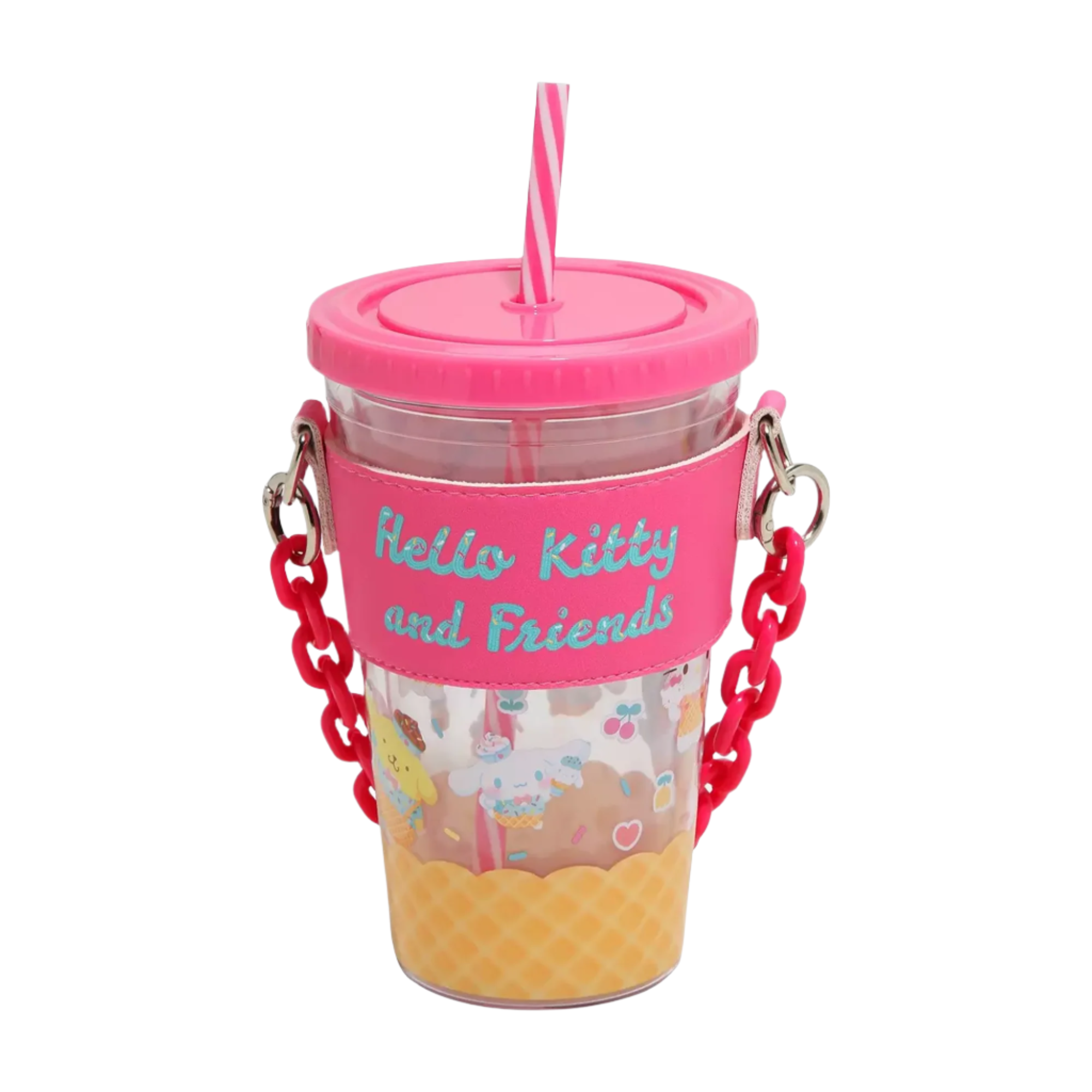 Hello Kitty and Friends Acrylic Travel Tumbler With Chain Holder For Sale