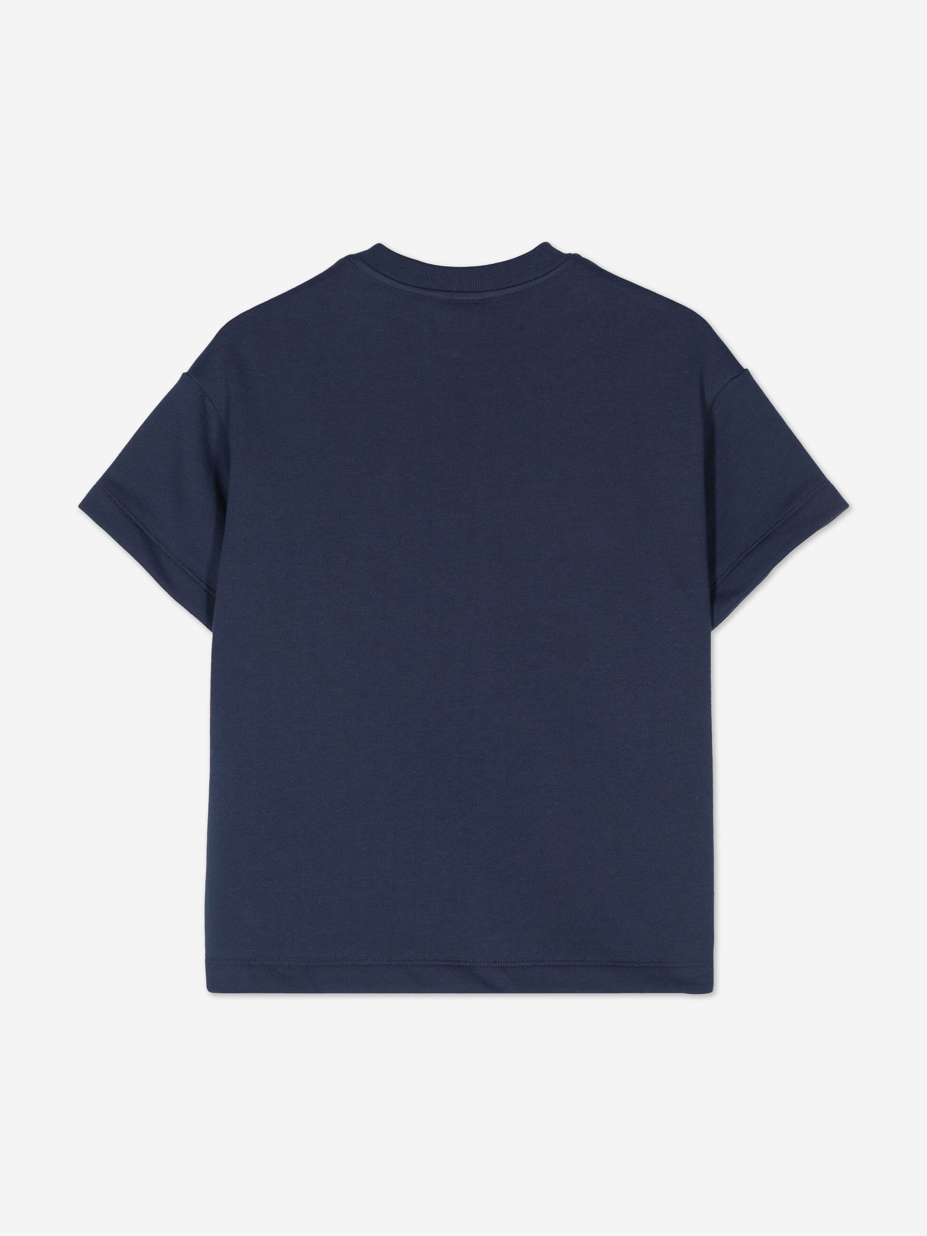 Fendi Kids Crest Logo T-Shirt in Navy Outlet Amazing Pice