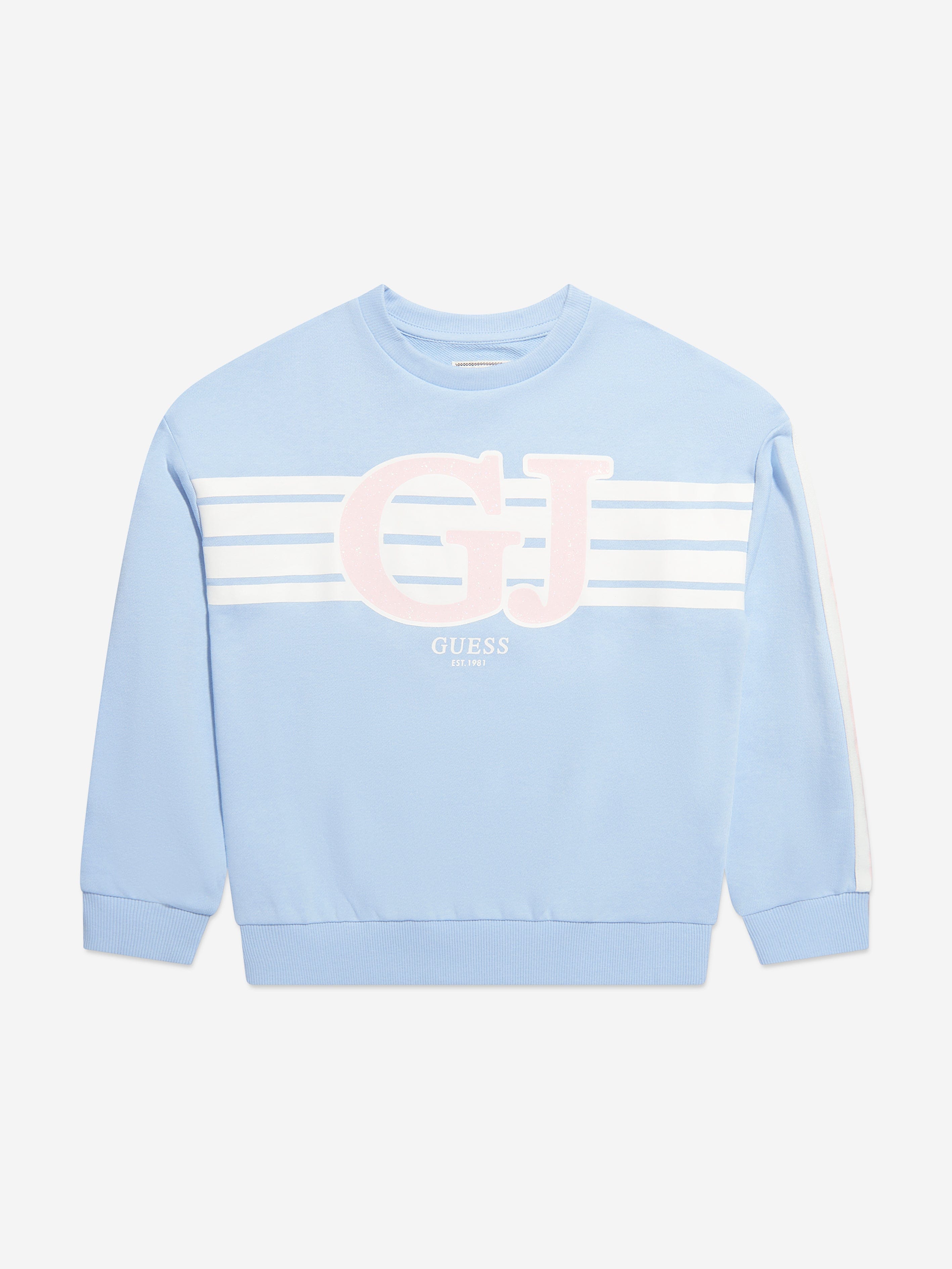 Guess Girls Logo Sweatshirt in Blue Best Sale Online