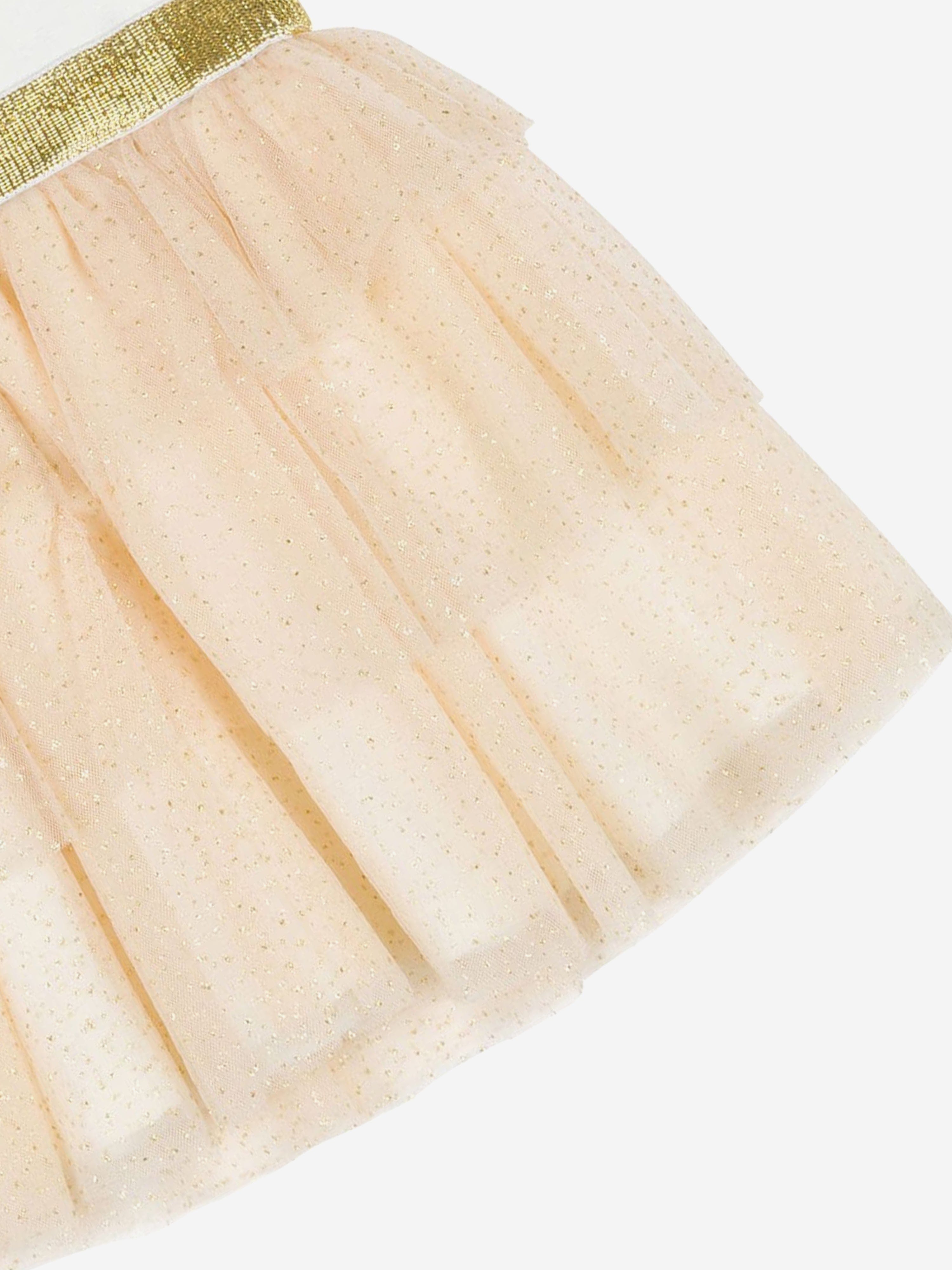 Moschino Baby Girls Bear Logo Ruffle Dress in Ivory Sale Finishline