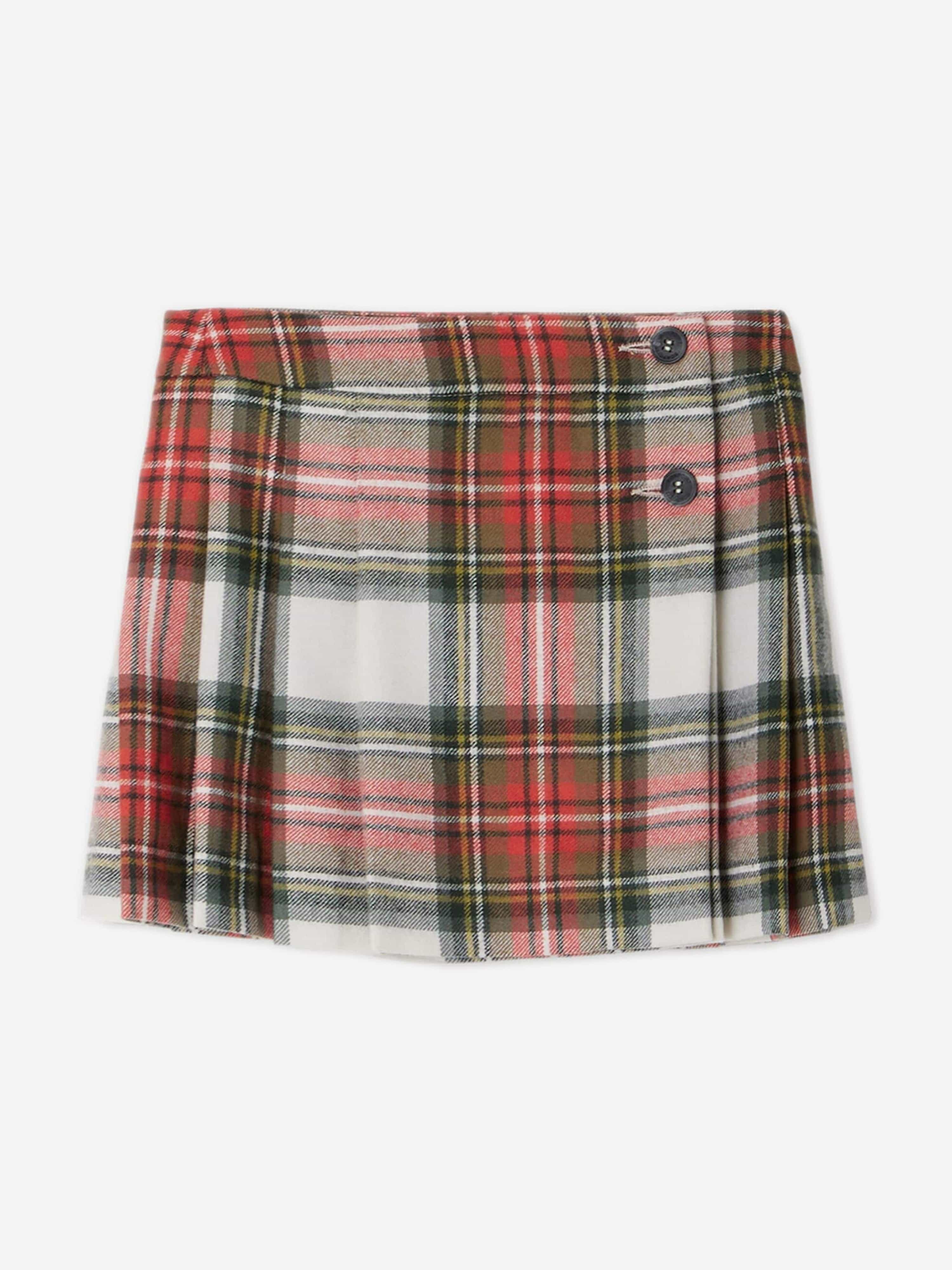 Bonpoint Girls Talissa Tartan Wool Skirt in Red Outlet Best Seller