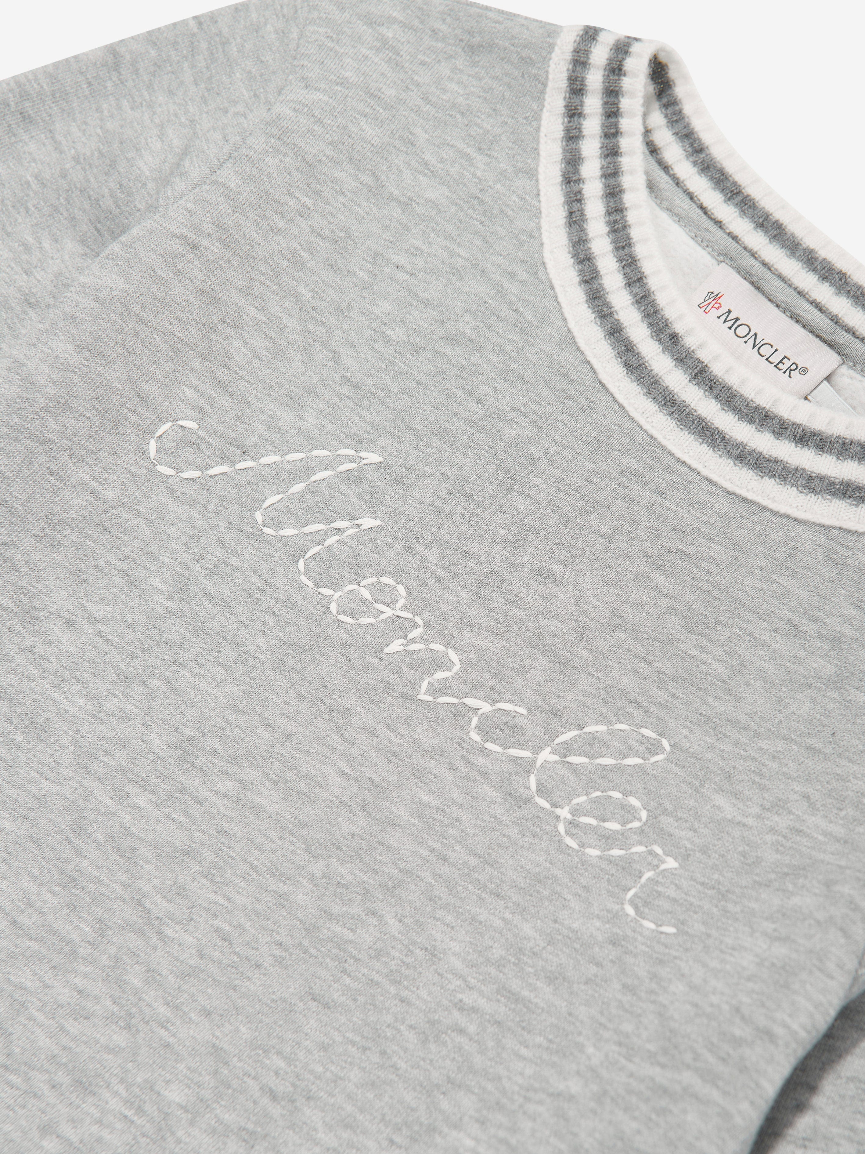 Moncler Enfant Girls Logo Sweater Dress in Grey Free Shipping Very Cheap