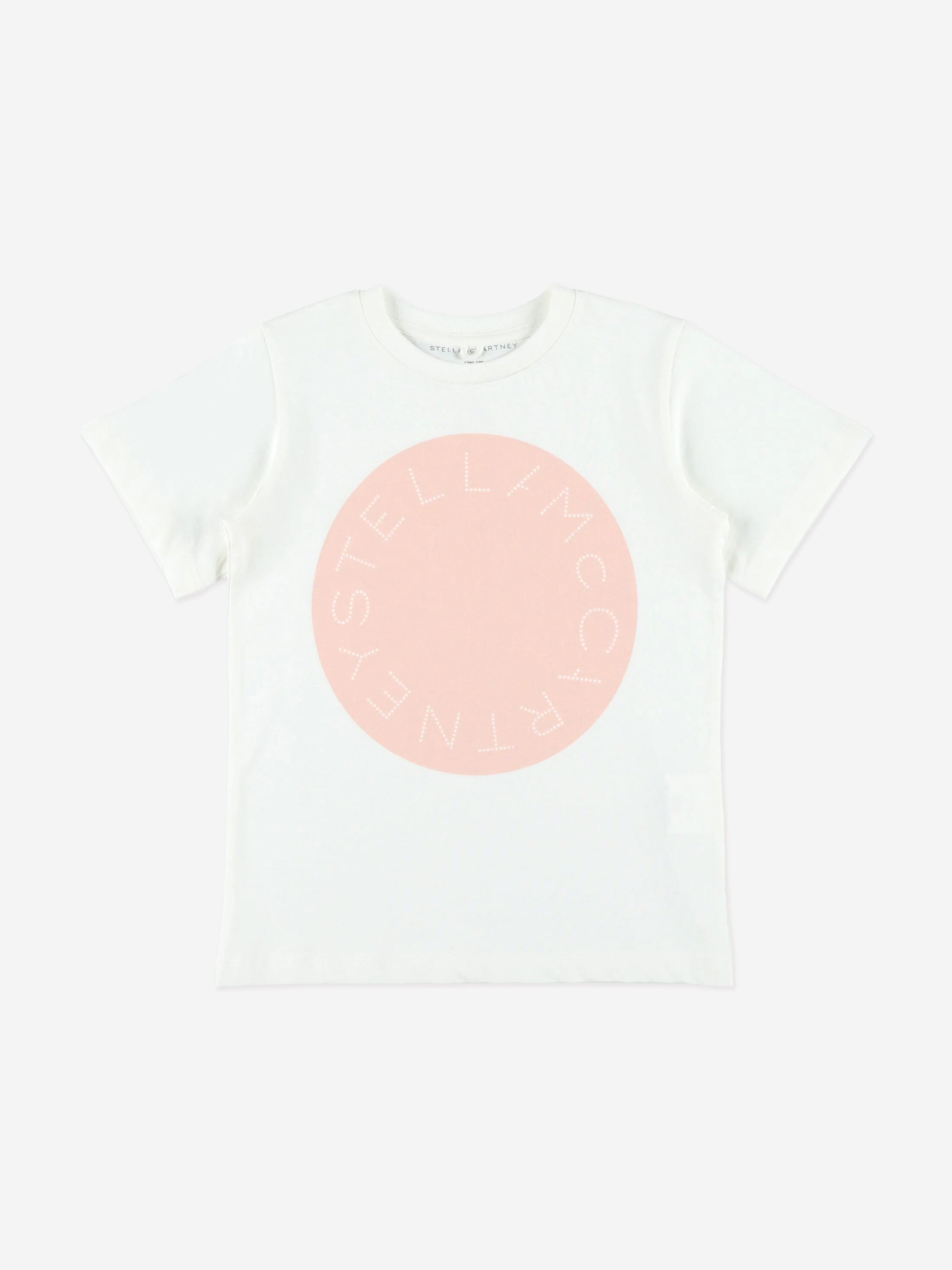 Stella McCartney Girls Circle Logo T-Shirt in Ivory Sale Low Shipping Fee