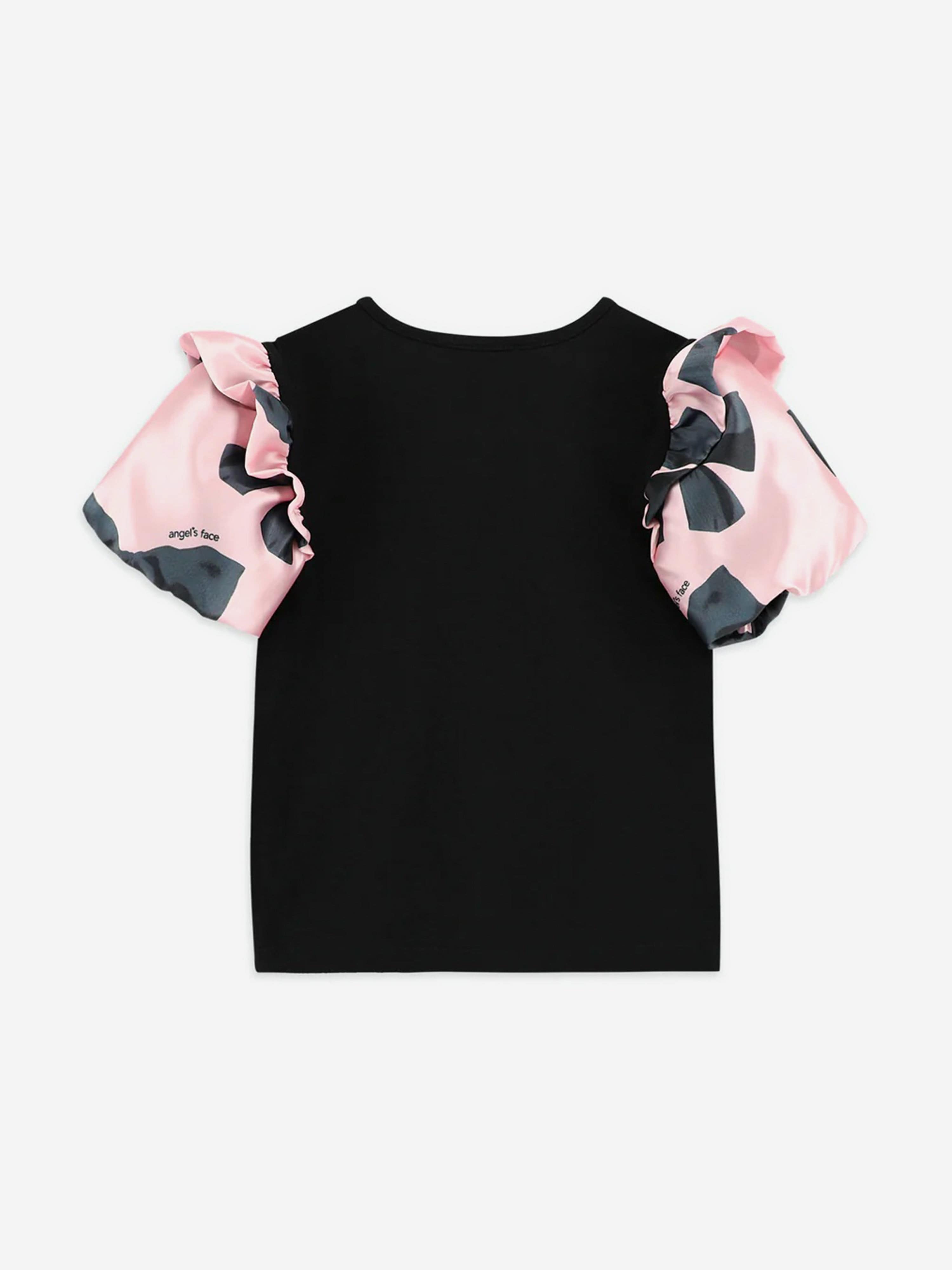 Angels Face Girls Blake Bow Print Top in Black Cheap Sale Really