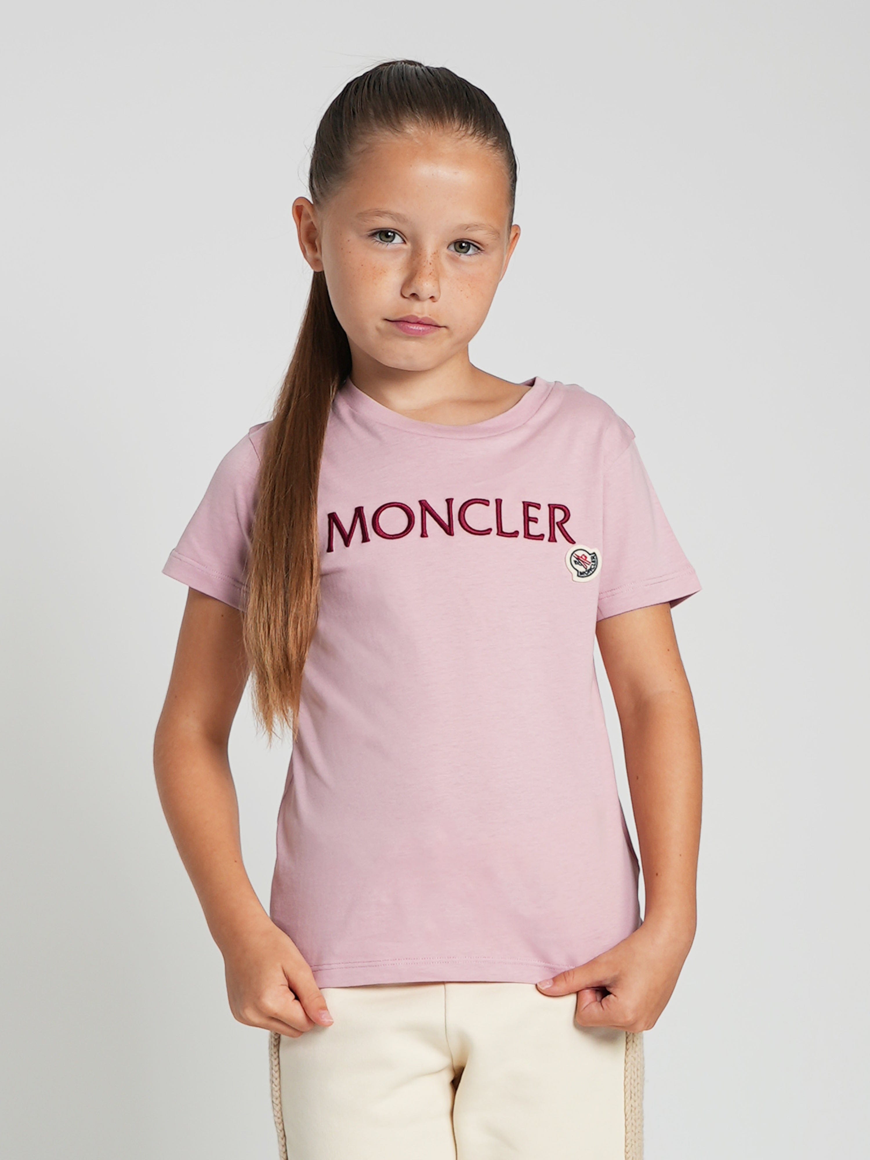 Moncler Enfant Girls Logo T-Shirt in Pink Low Pice Fee Shipping Sale Online