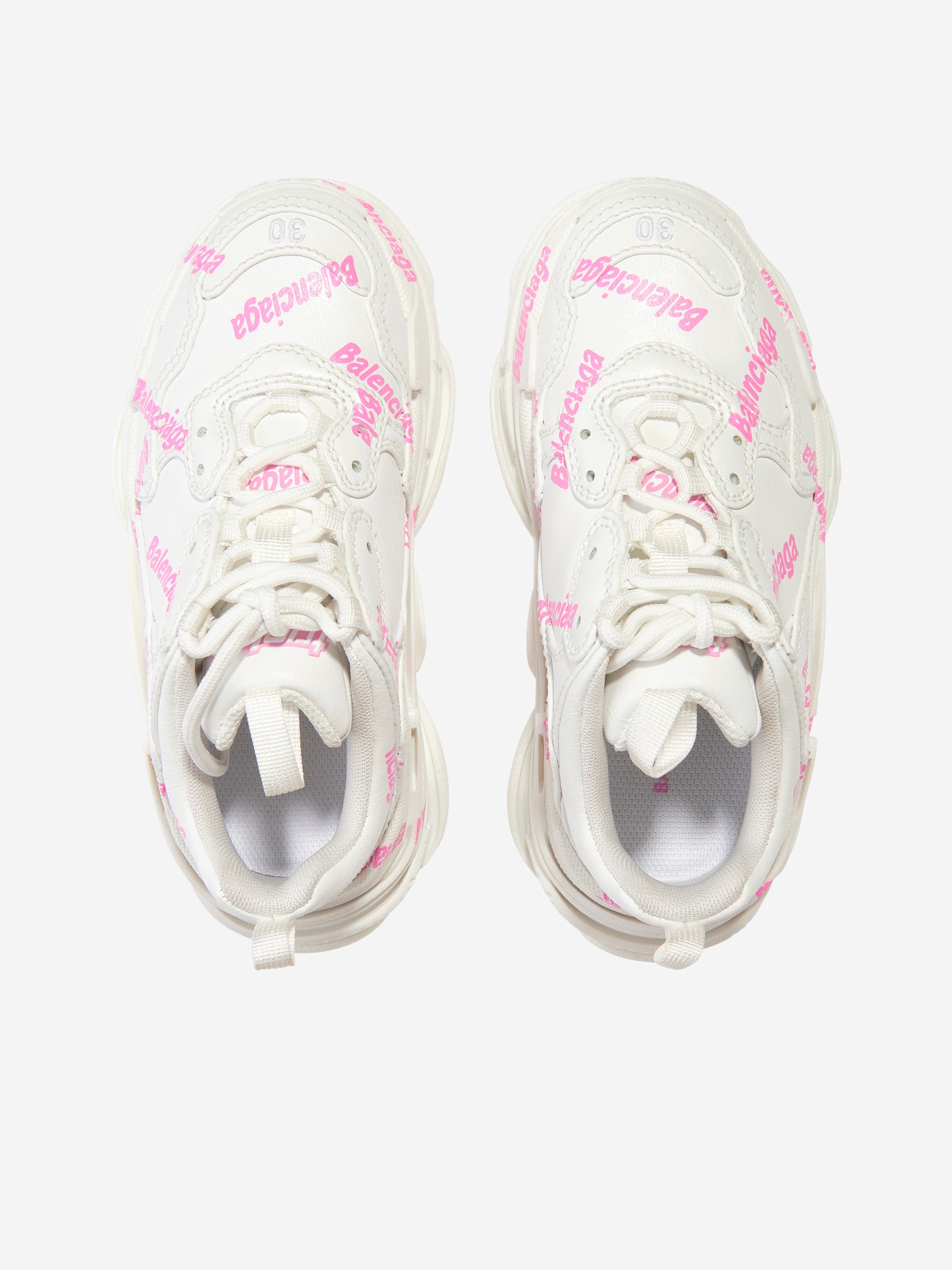 Balenciaga Girls Triple S Logo Trainers in White Best Seller Cheap Pice