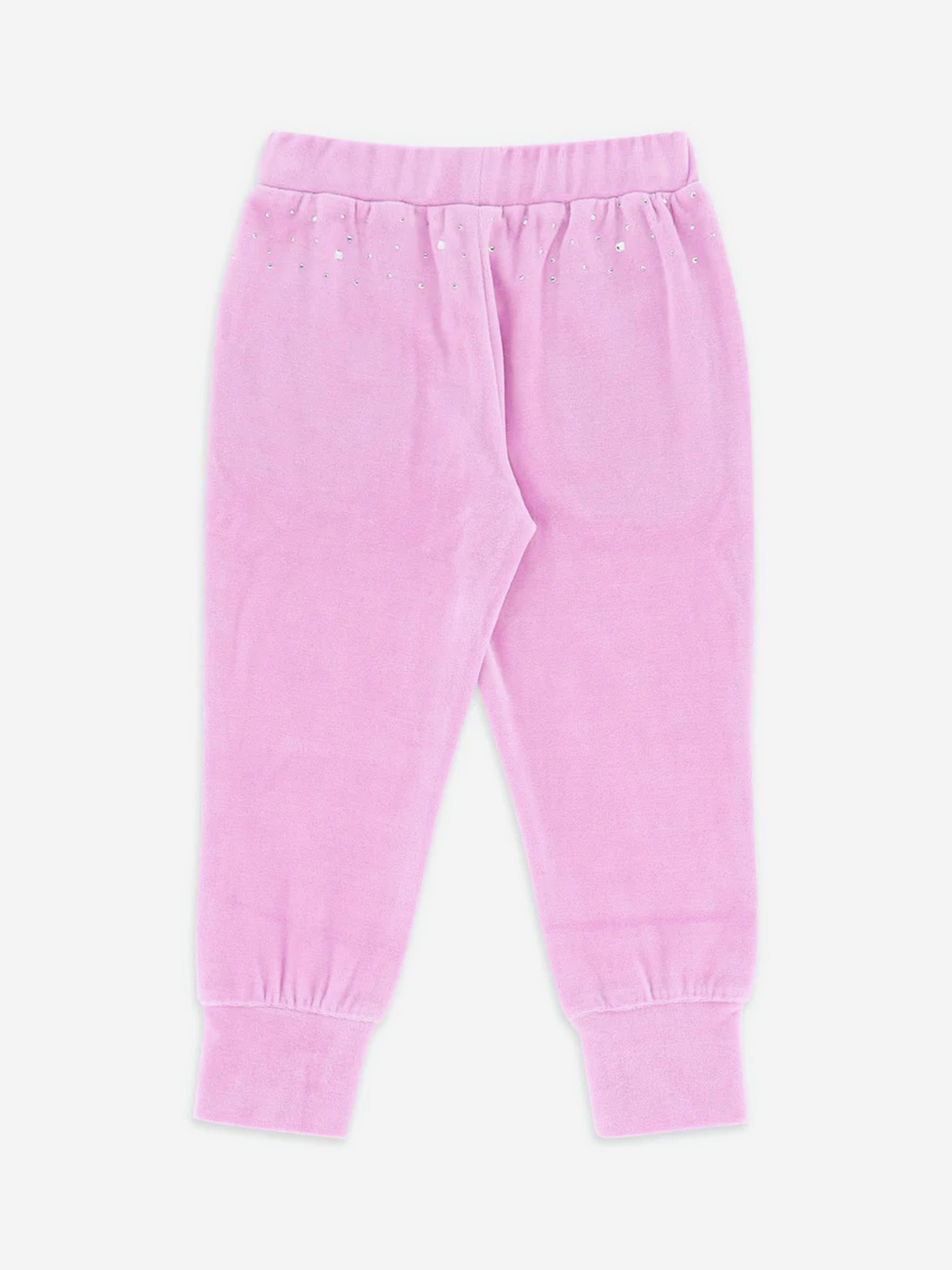 Angels Face Girls Bijou Crystal Velour Joggers in Pink Free Shipping Top Quality