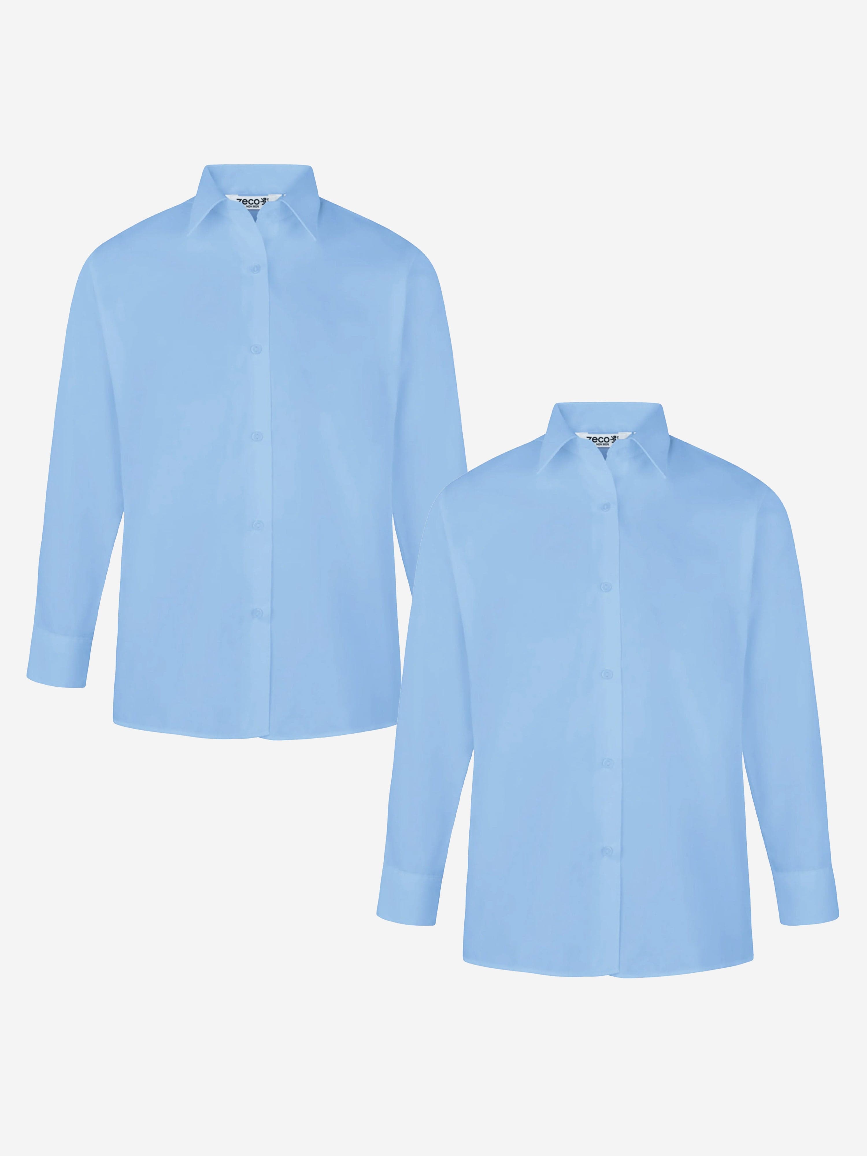 Zeco Girls School Long Sleeve Blouse Twin Pack in Blue Cheap With Mastercard