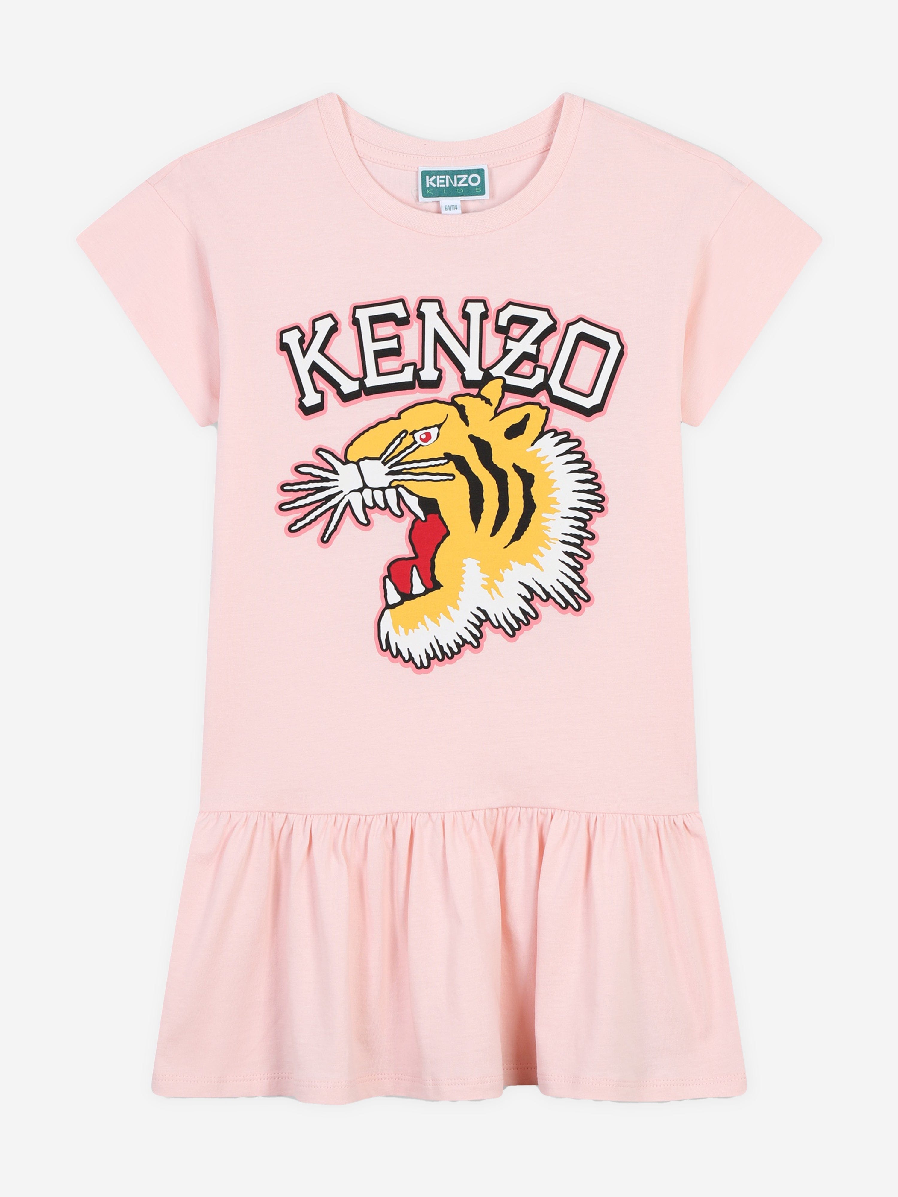 KENZO Girls Tiger Logo Jersey Dress in Pink Cheap With Mastercard
