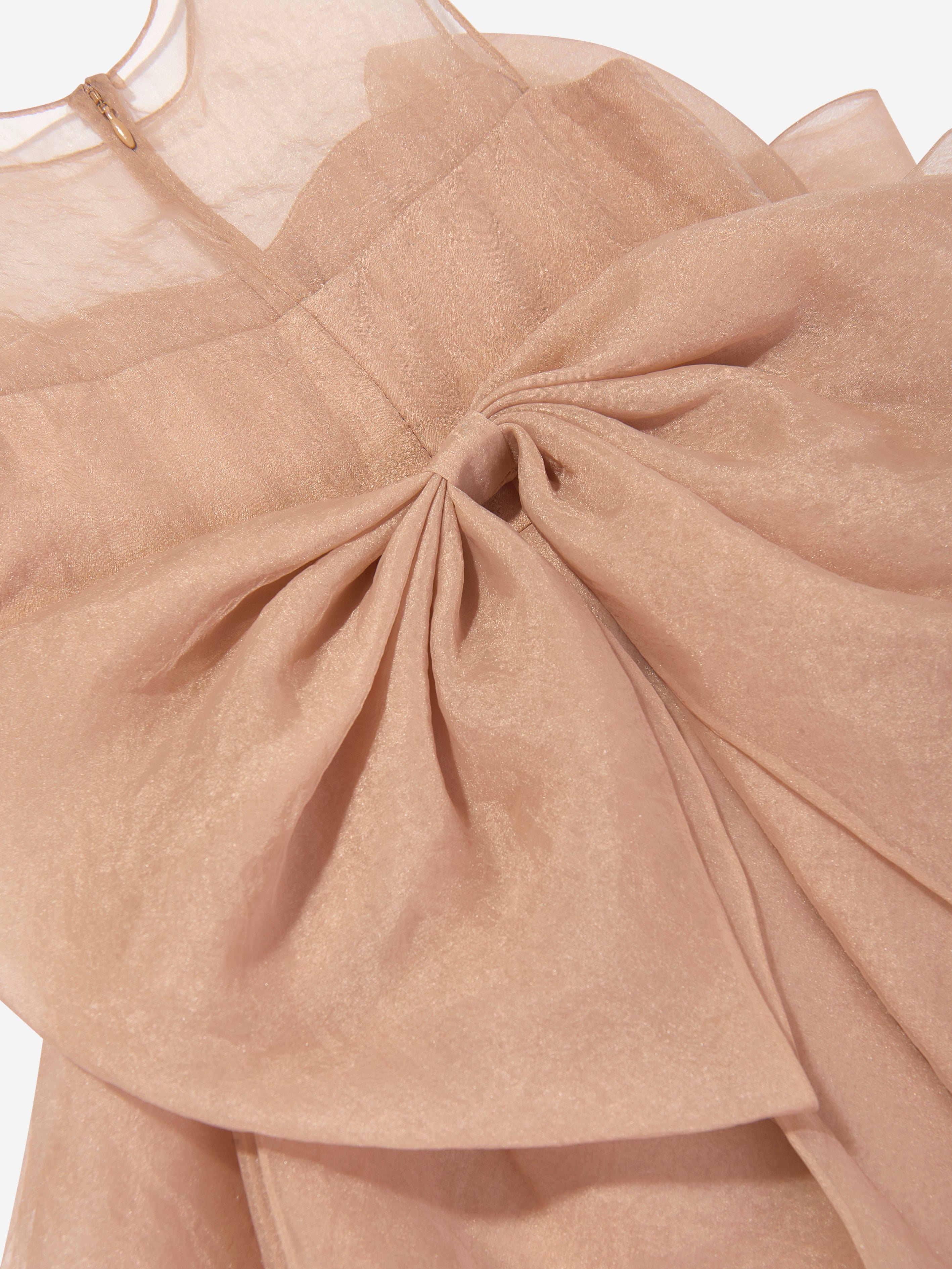 Maison Ava Girls Linette Ruffle Bow Dress in Pink New Arrival For Sale