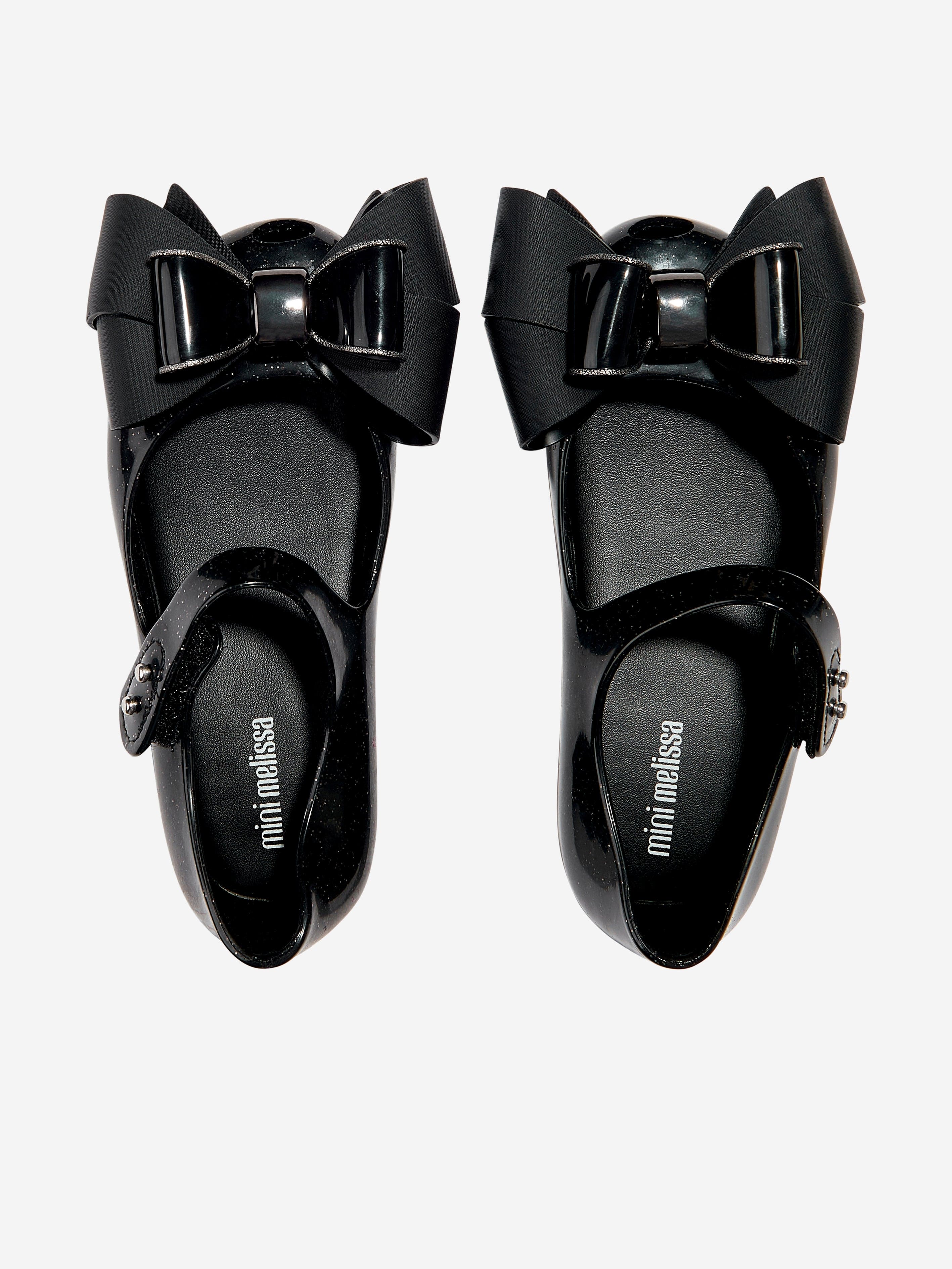 Mini Melissa Girls Mini Ultragirl Fab Bow Ballerinas in Black Cheap Newest