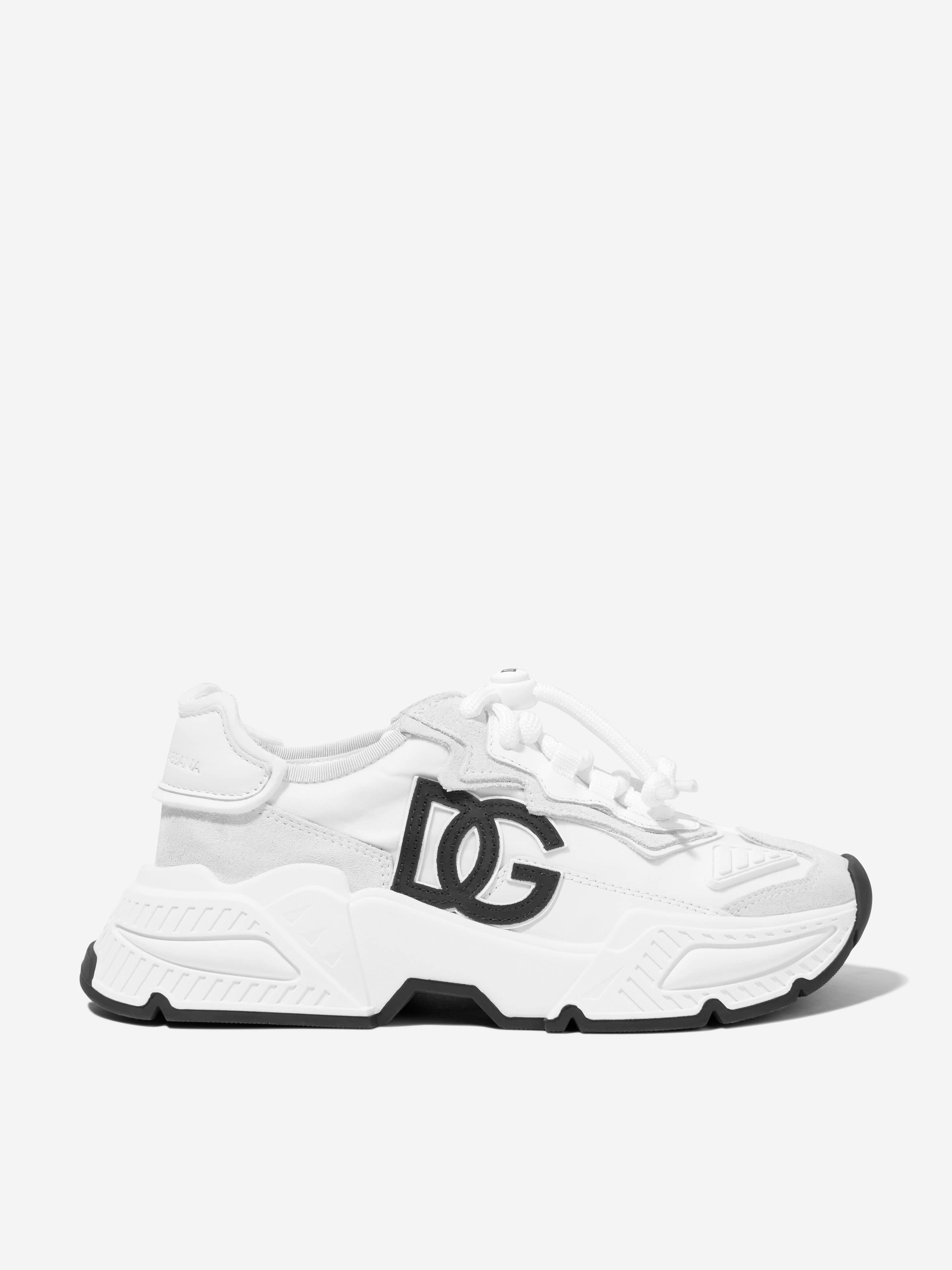 Dolce & Gabbana Kids Mixed Materials Daymaster Trainers in White Outlet Brand New Unisex