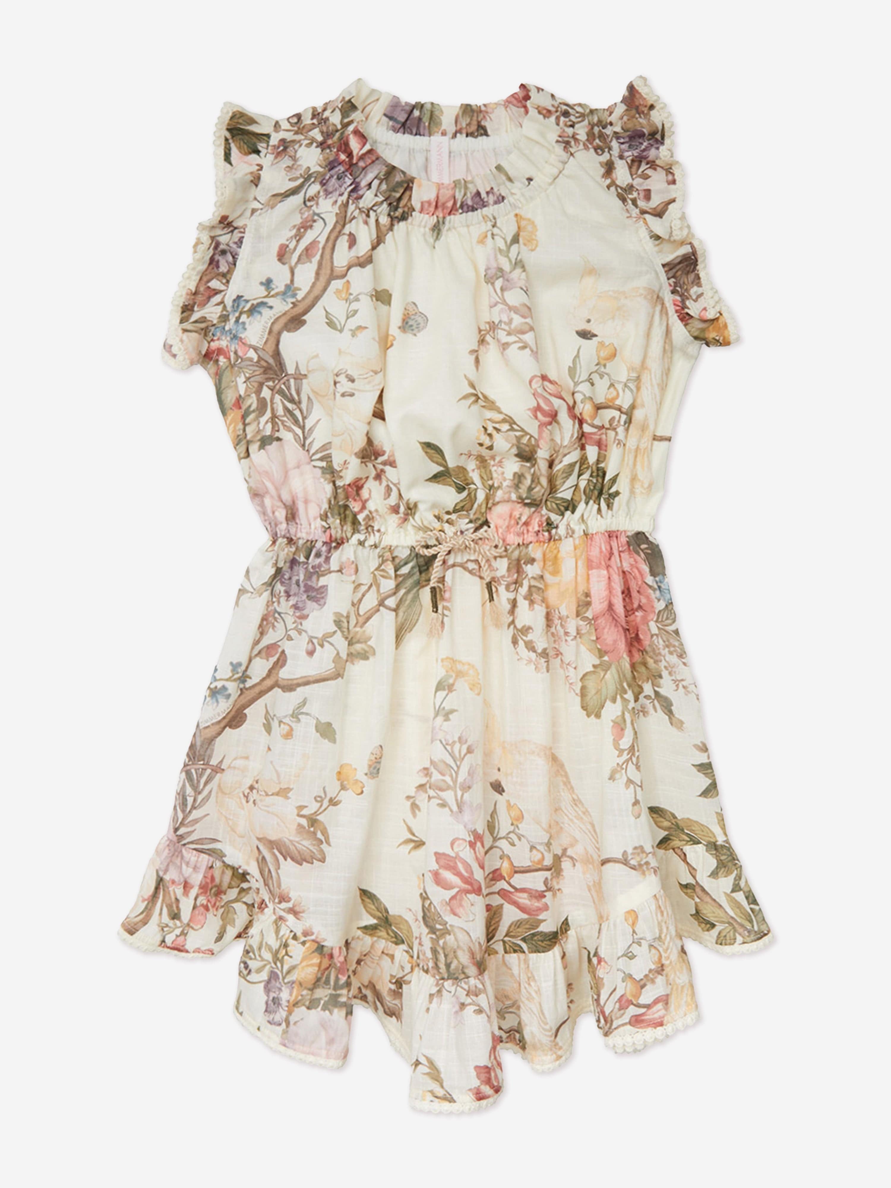Zimmermann Girls Floral Waverly Flip Dress in Cream Buy Cheap Manchester