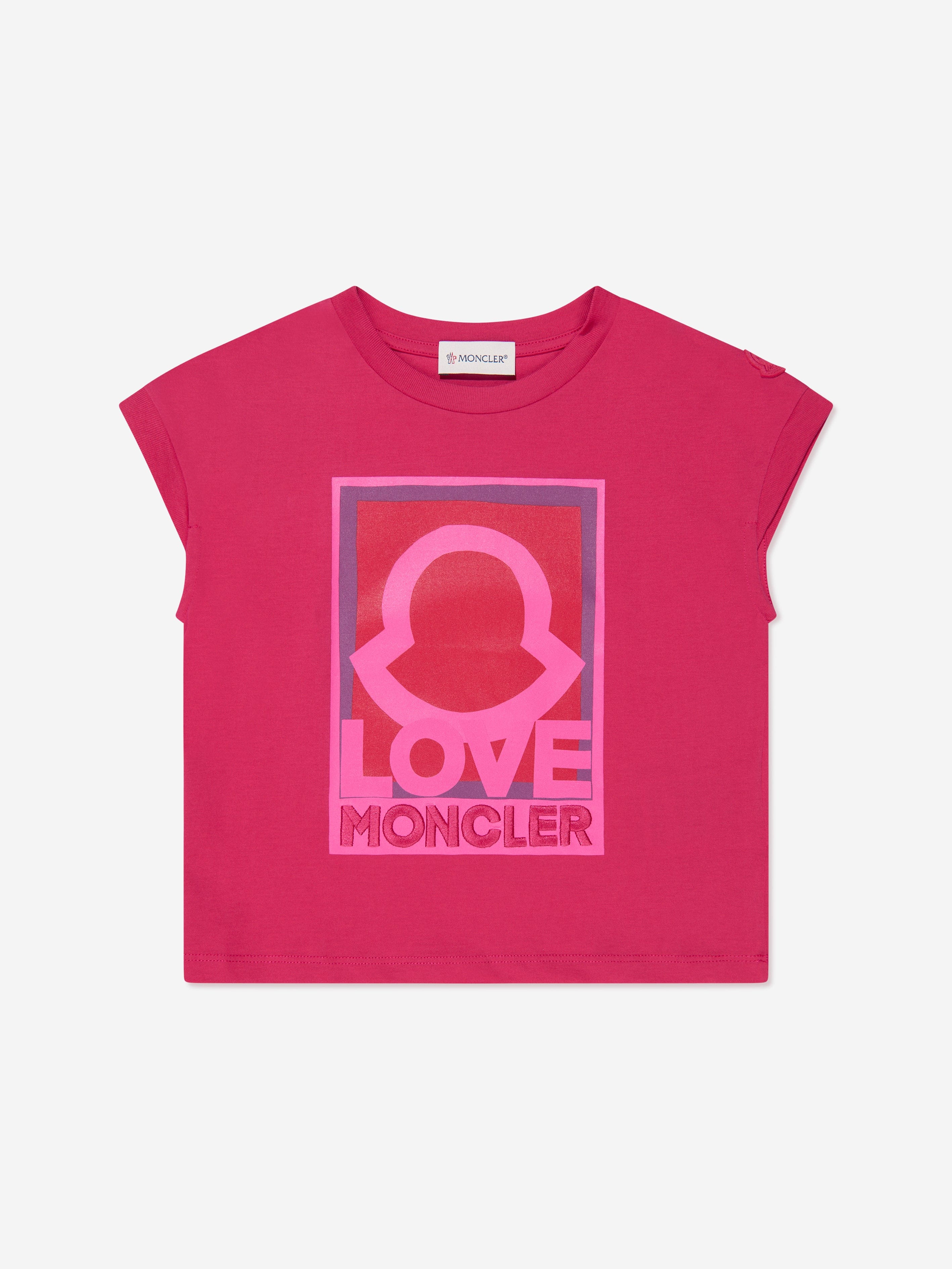 Moncler Enfant Girls Logo Graphic T-Shirt in Pink Clearance Wiki
