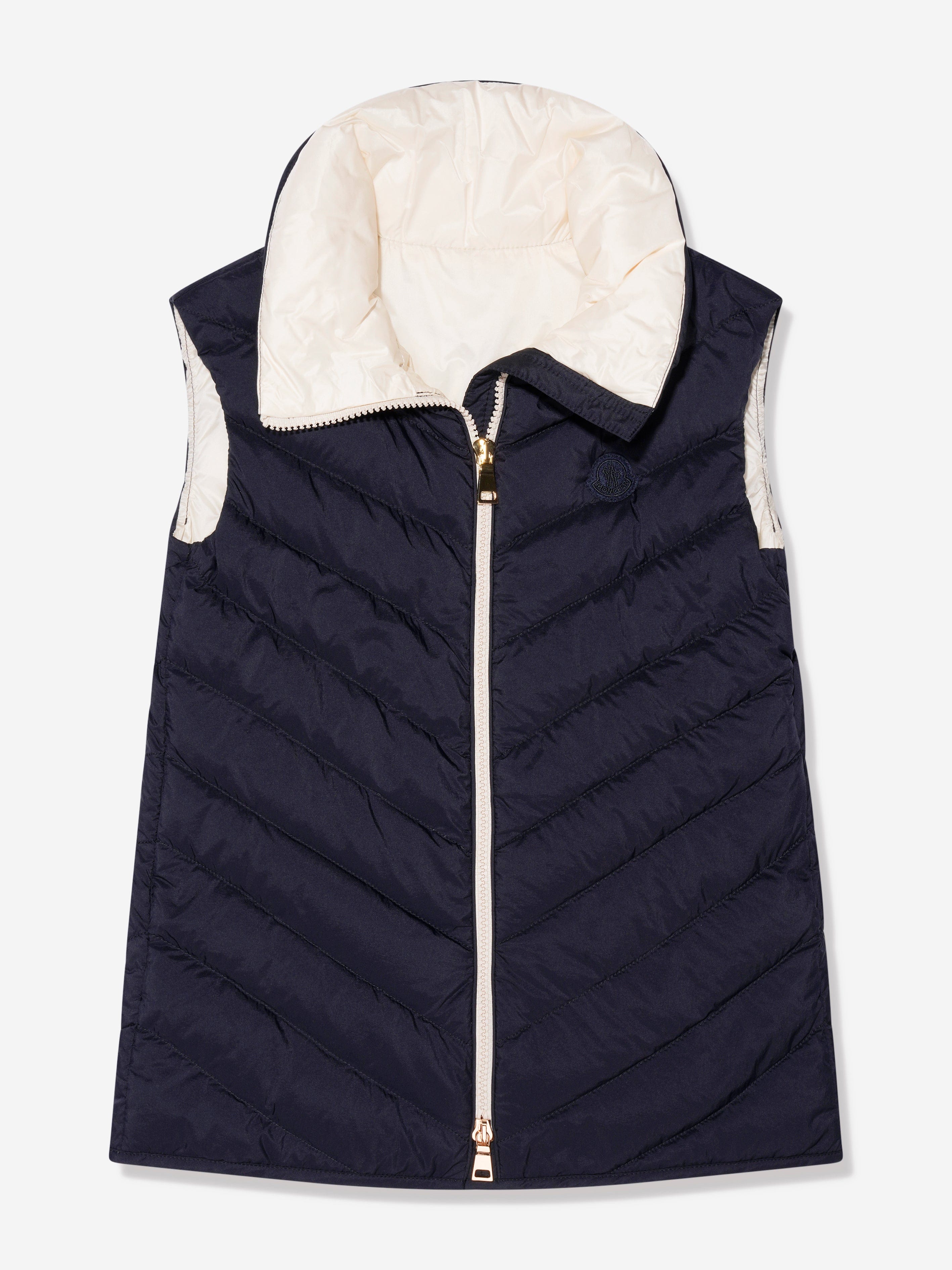 Moncler Enfant Girls Down Padded Venta Gilet in Navy Enjoy Online