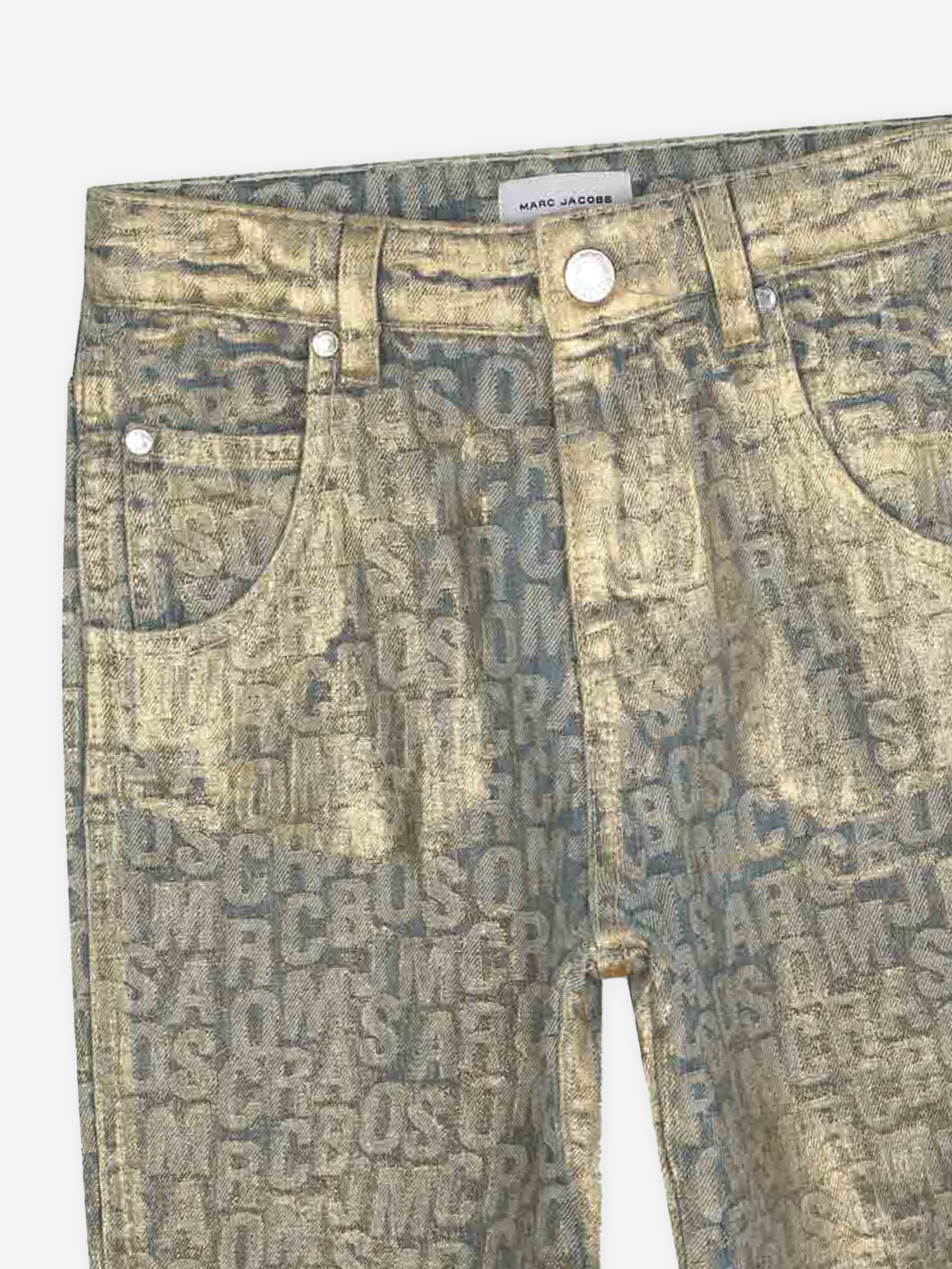 MARC JACOBS Girls Jacquard Logo Jeans in Gold Discount The Cheapest