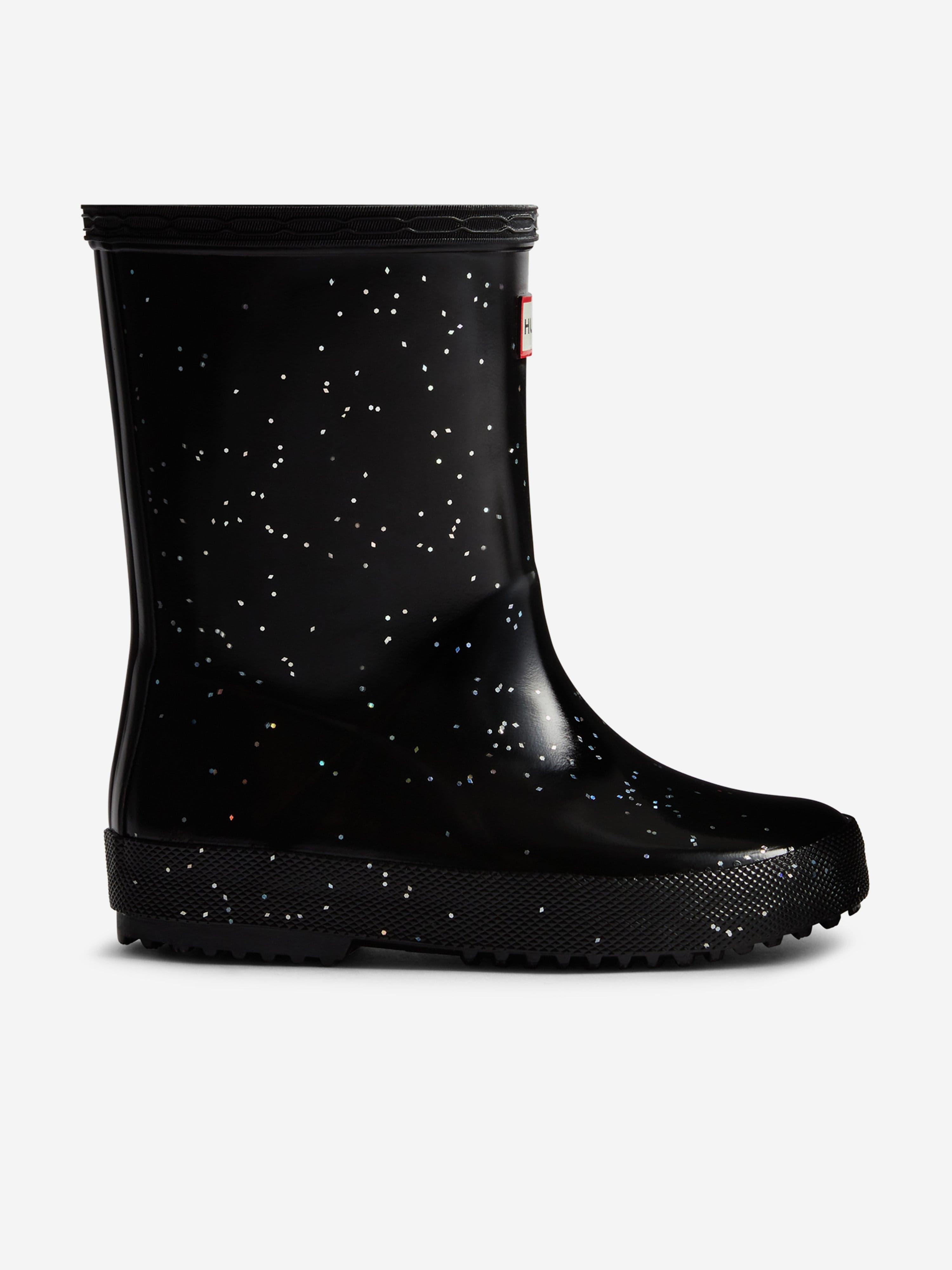 Hunter Girls First Giant Glitter Wellington Boots in Black Discount The Cheapest