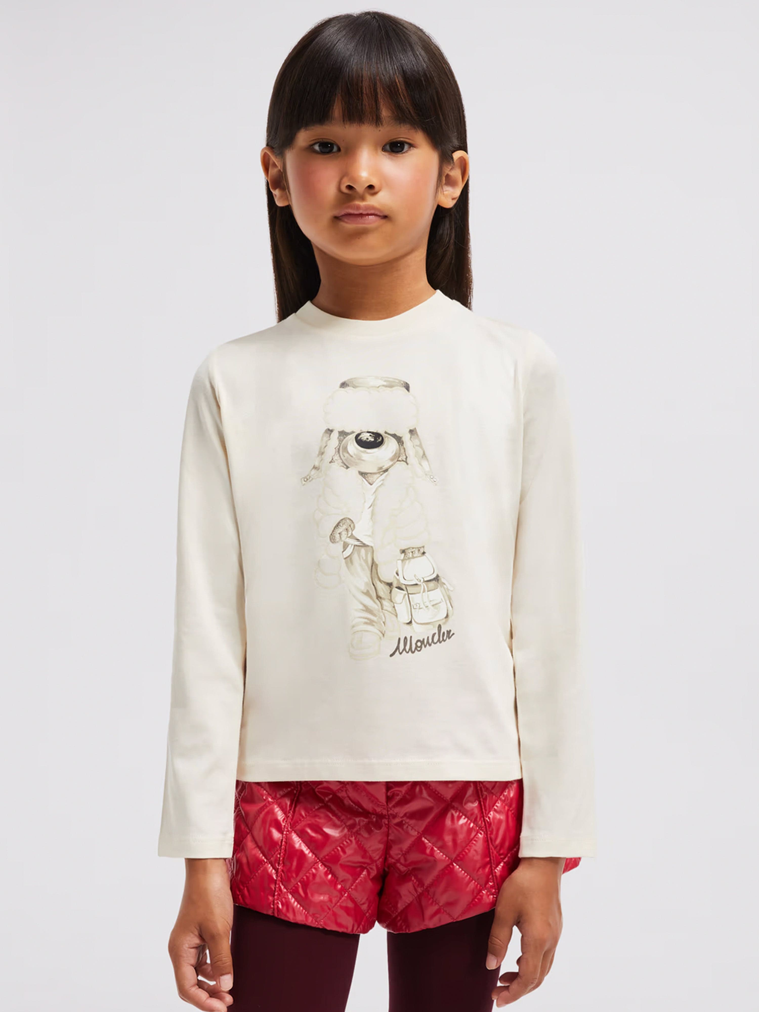 Moncler Enfant Girls Long Sleeve T-Shirt in Ivory Buy Cheap 2025