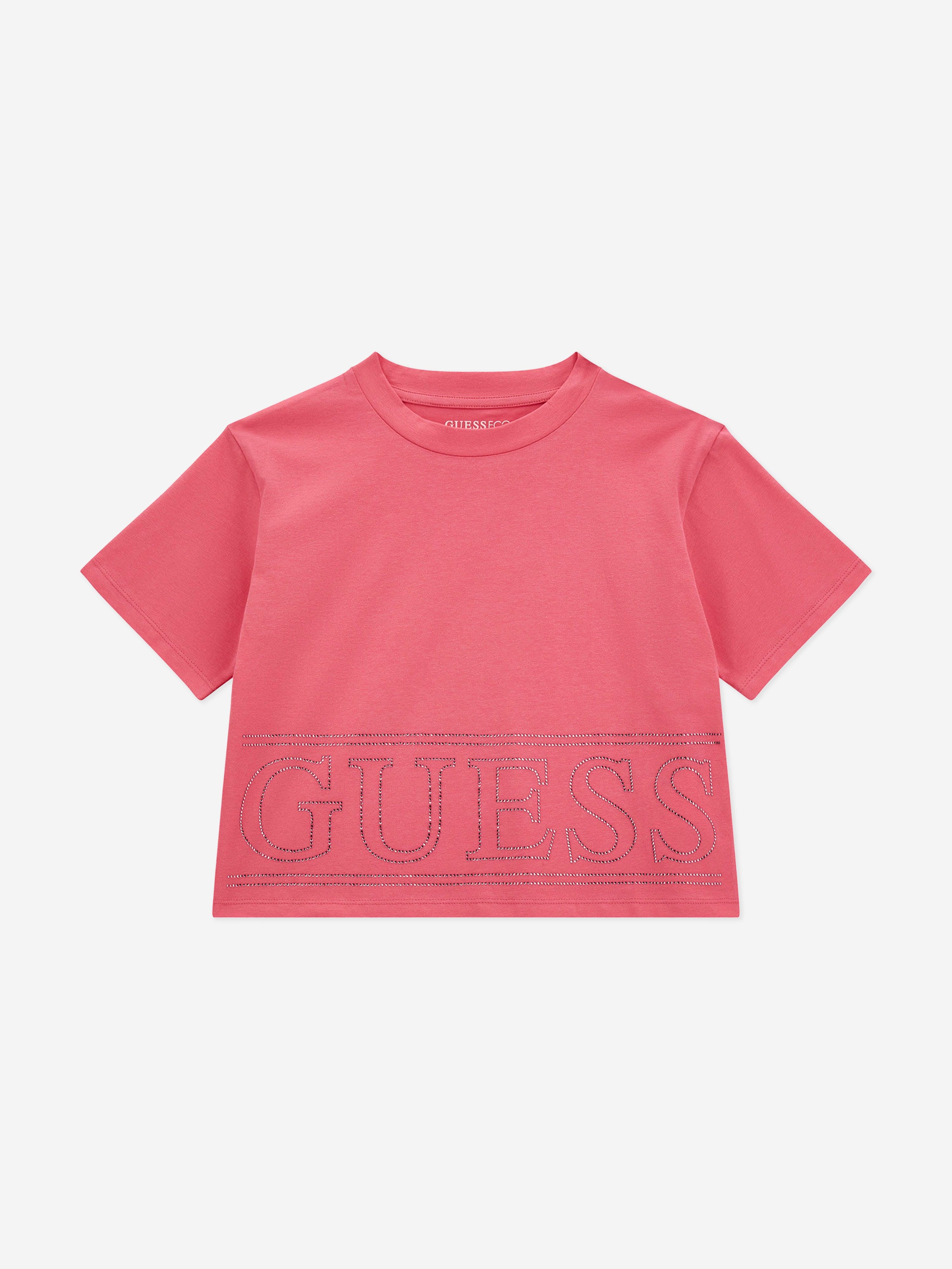 Guess Girls Logo T-Shirt in Pink Fashionable Online