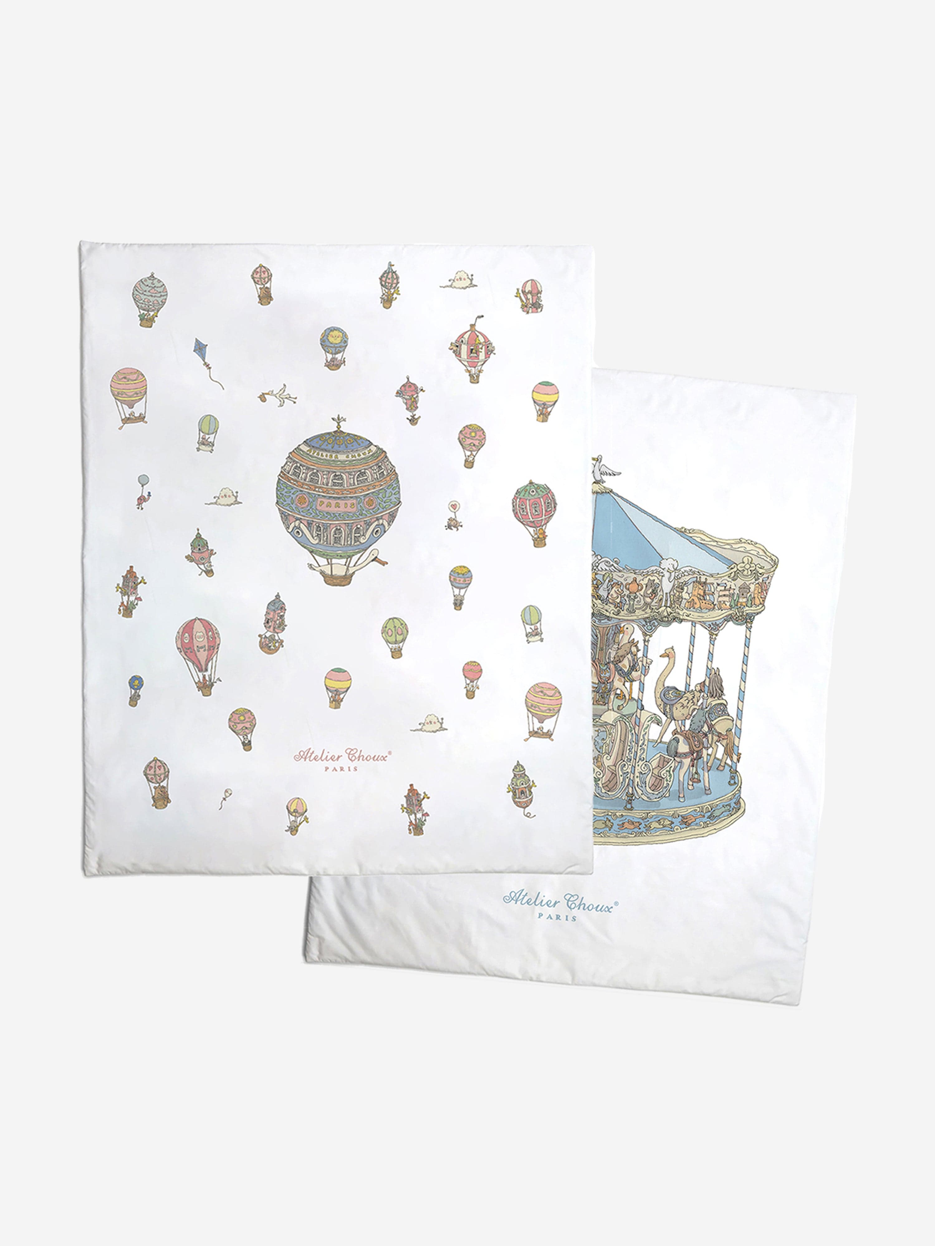 Atelier Choux Baby Reversible Hot Air Balloons / Carousel  Quilt in Blue (130cm) Wholesale Pice For Sale