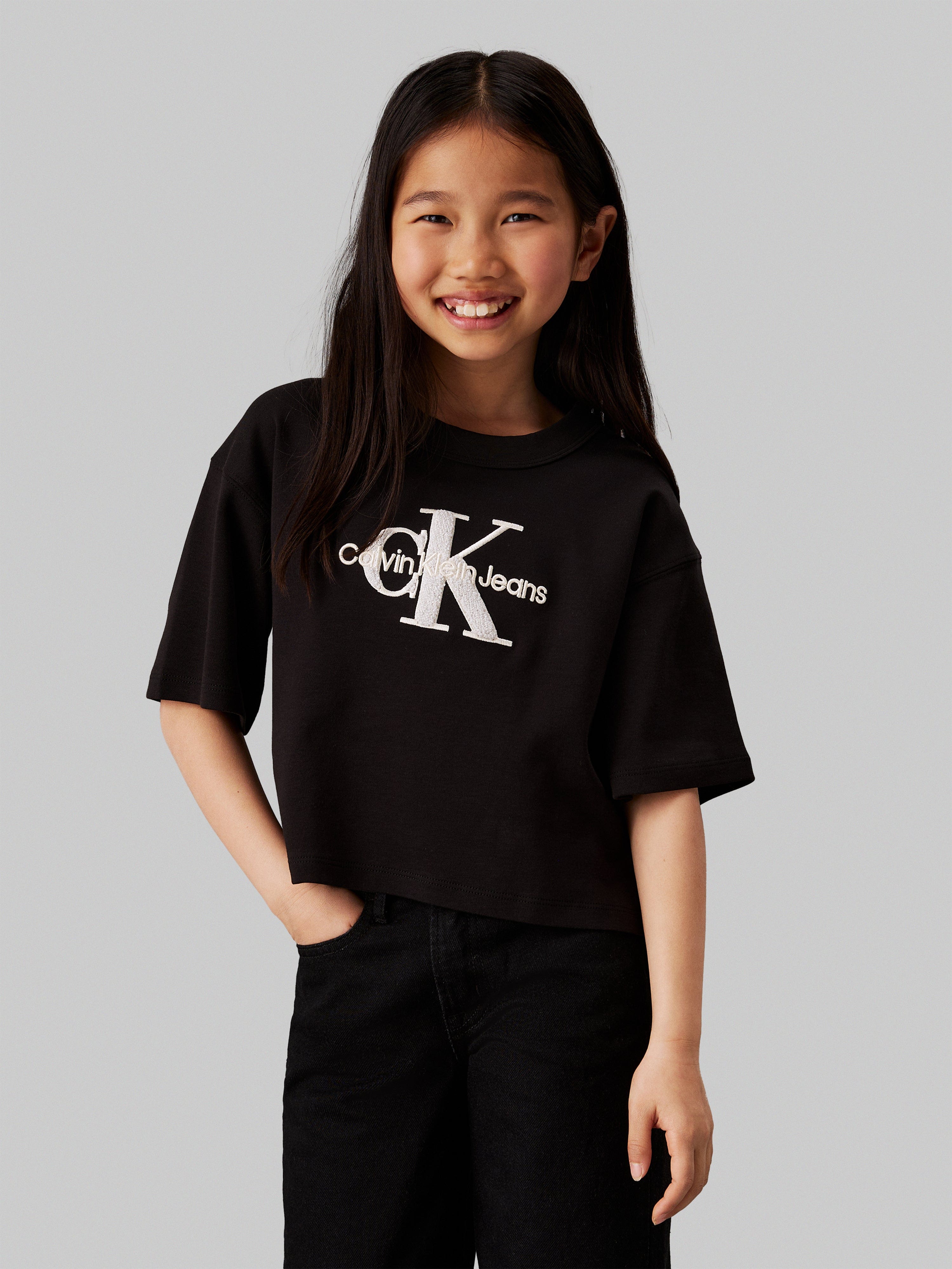 Girls Teddy Monologo T-Shirt in Black Cheap Pice From China
