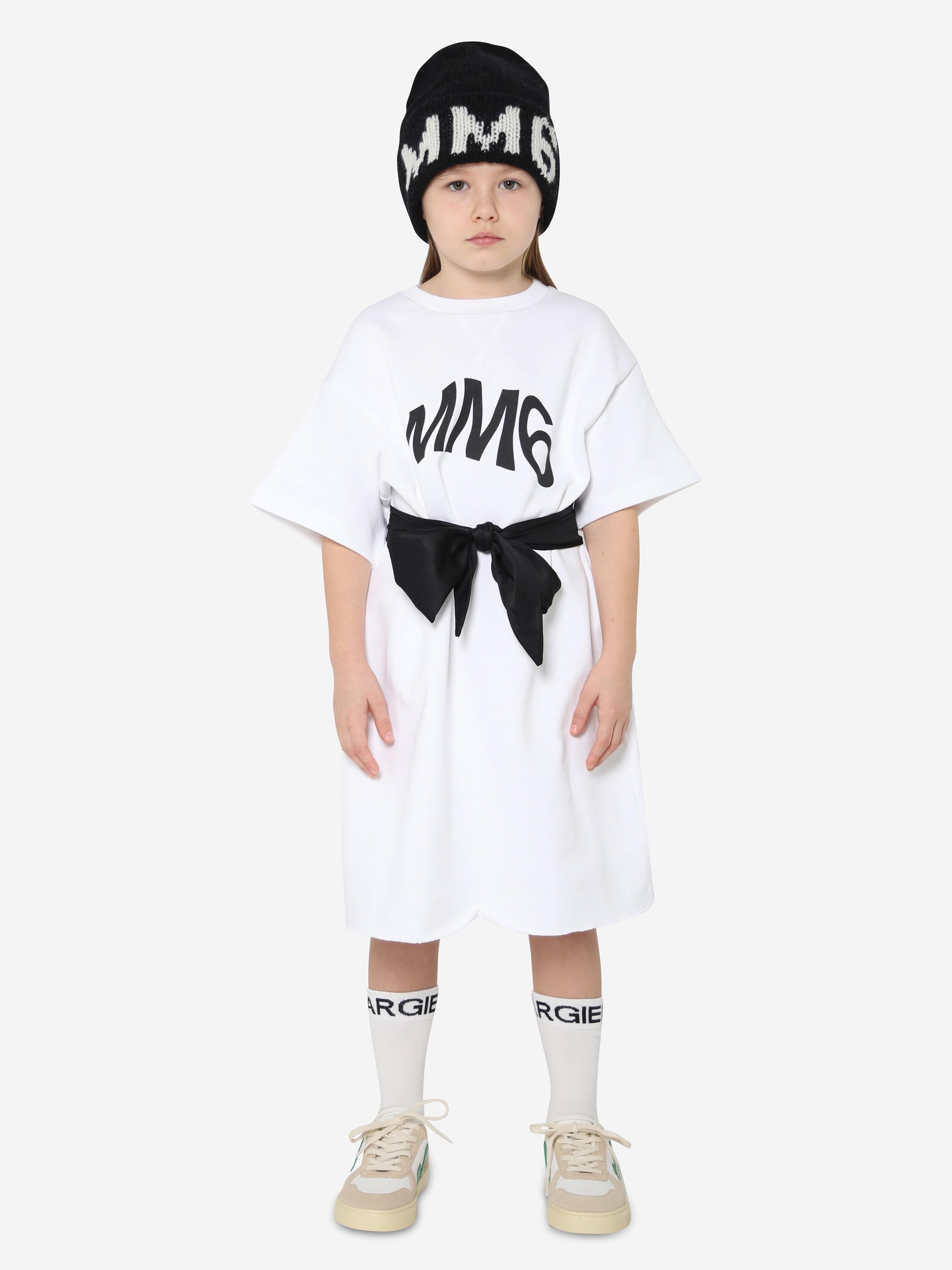 MM6 Maison Margiela Kids Logo T-Shirt Dress In White Footlocker Finishline Online