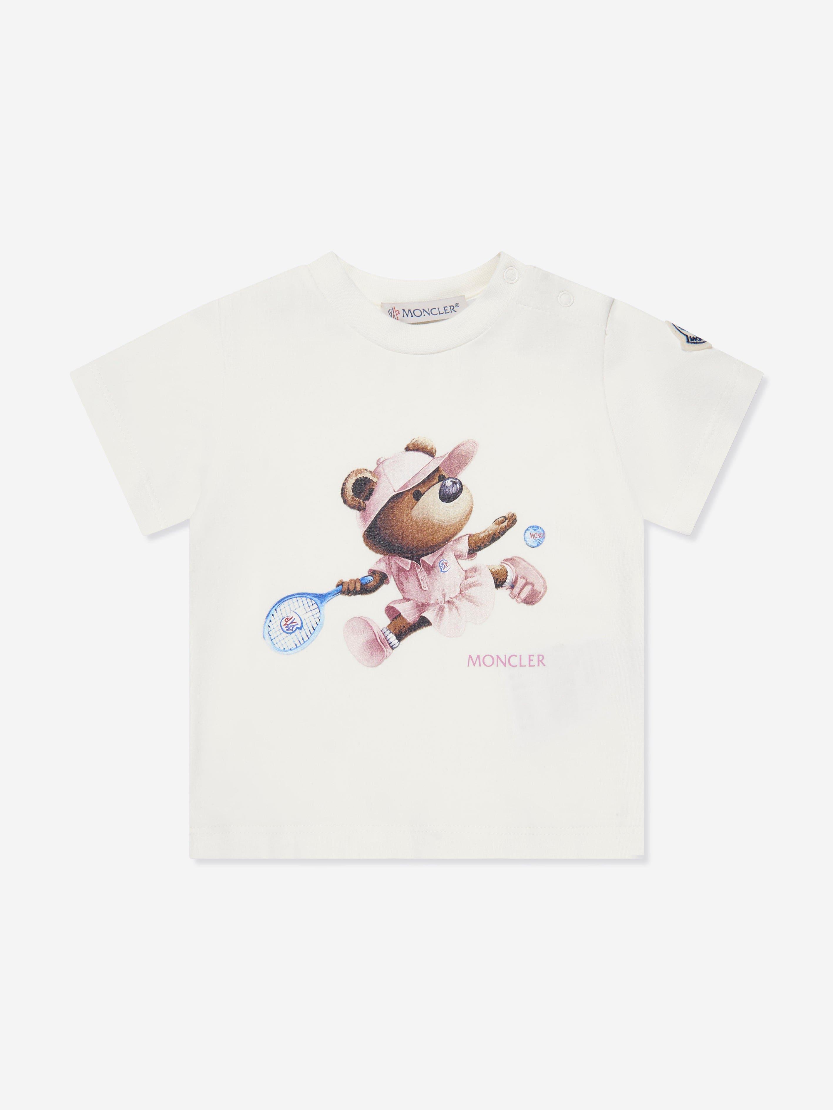Moncler Enfant Baby Girls Tennis Bear T-Shirt in White Cheap Outlet Store