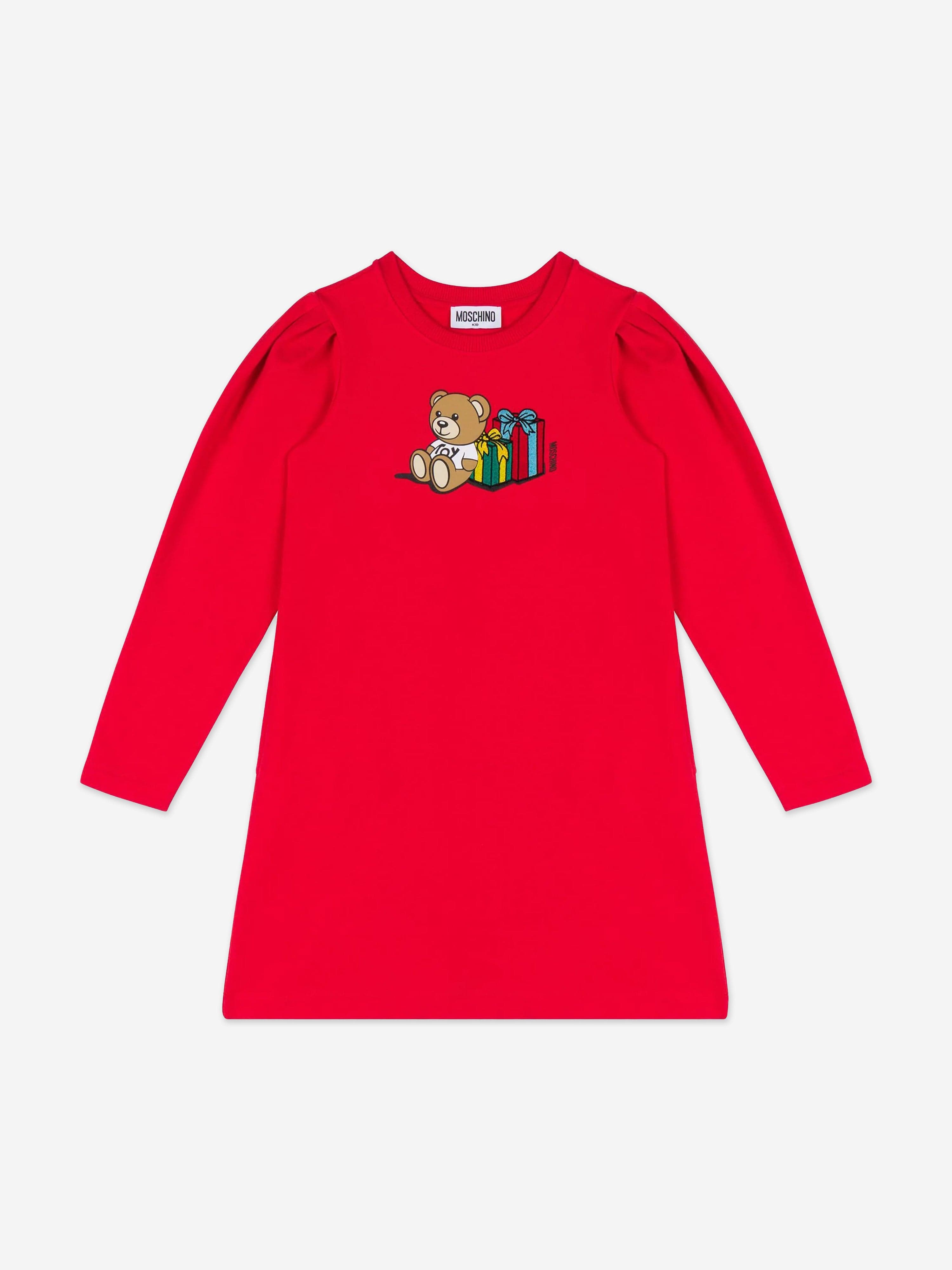 Moschino Girls Teddy Bear Gifts Dress in Red Cheap Sale Sale